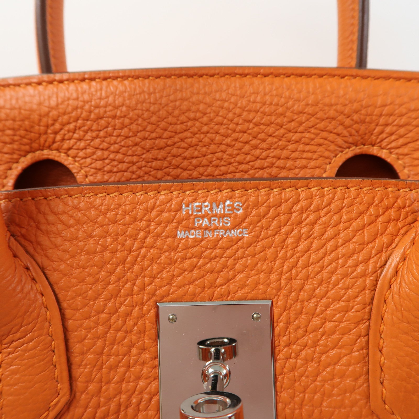 HERMES Togo皮革Birkin 30銀扣手挽袋橙色