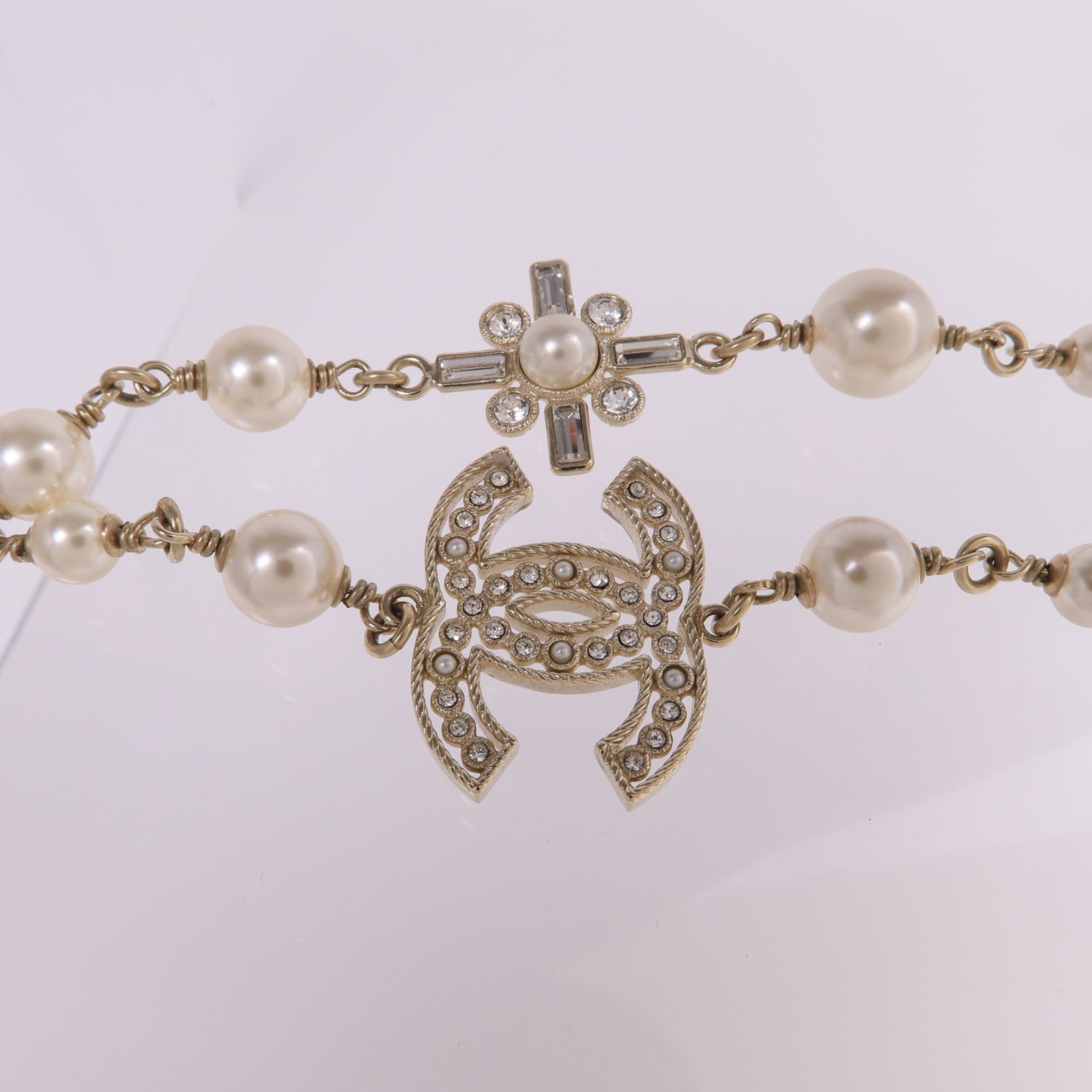 CHANEL 金屬/水晶Necklace金扣項鍊