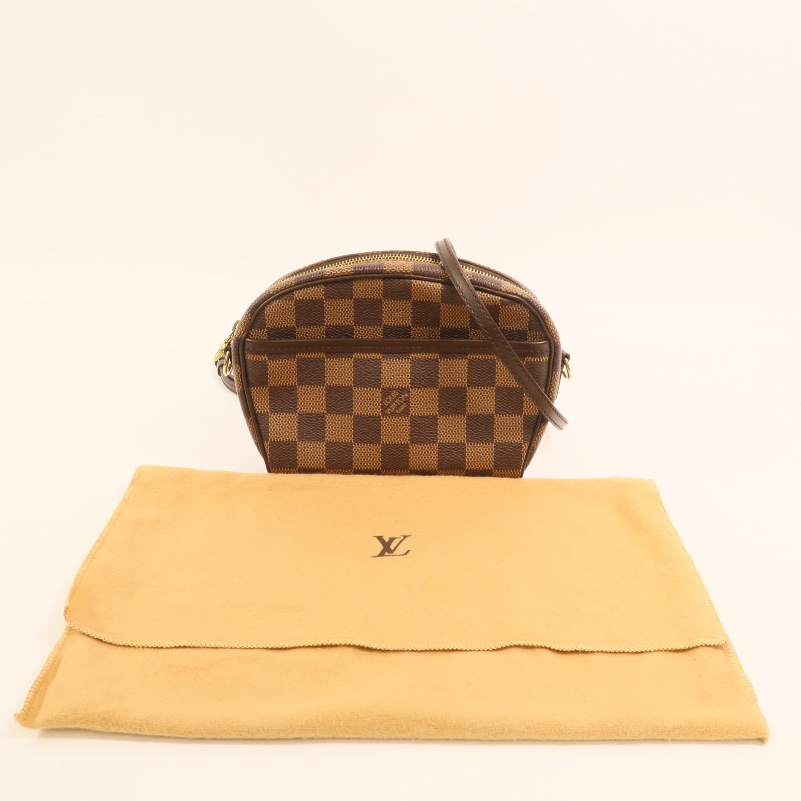 LOUIS VUITTON Damier Pochette Ipanema金扣肩背袋
