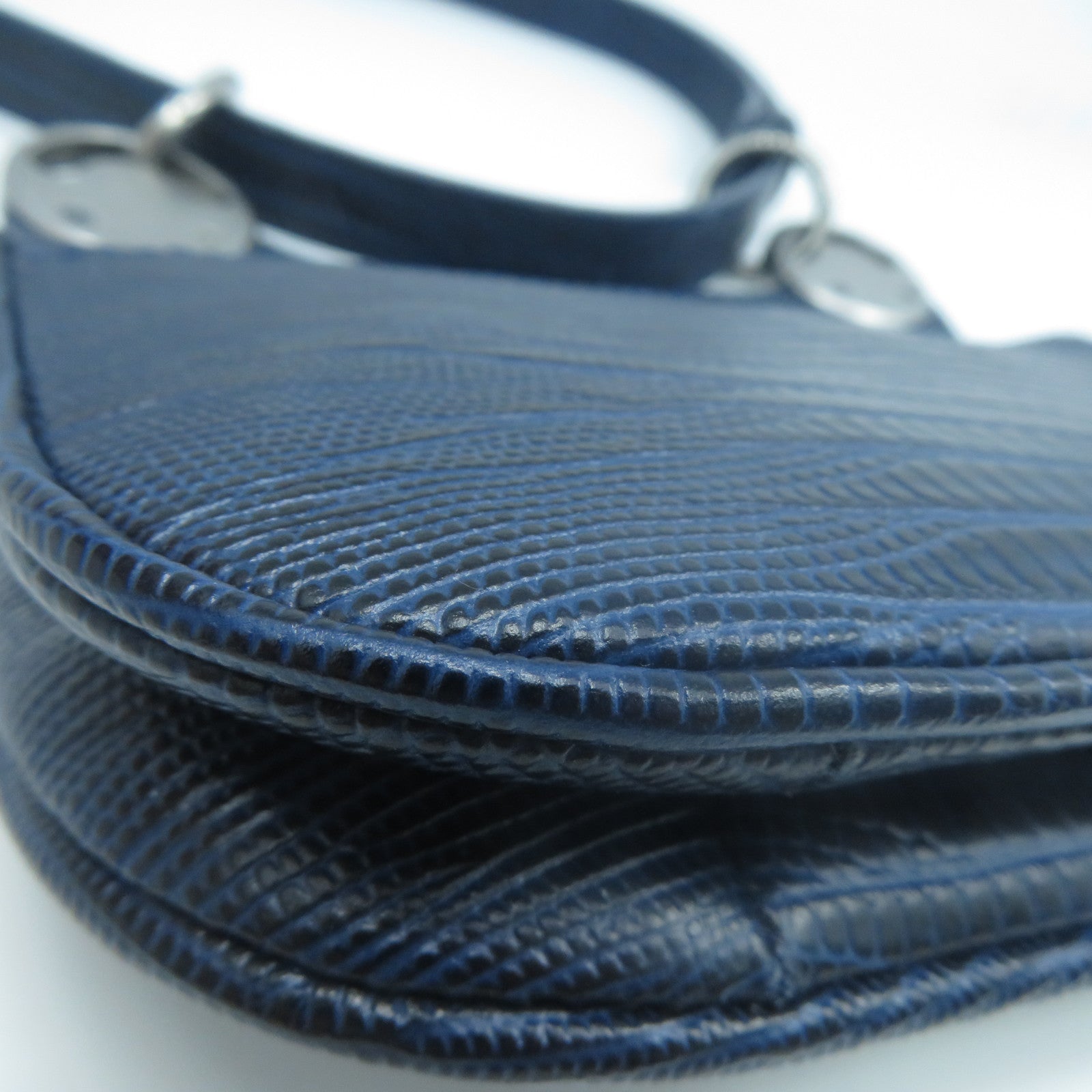 SELECTION 【激減優惠】牛皮皮革Shoulder Bag銀扣肩背袋藍色