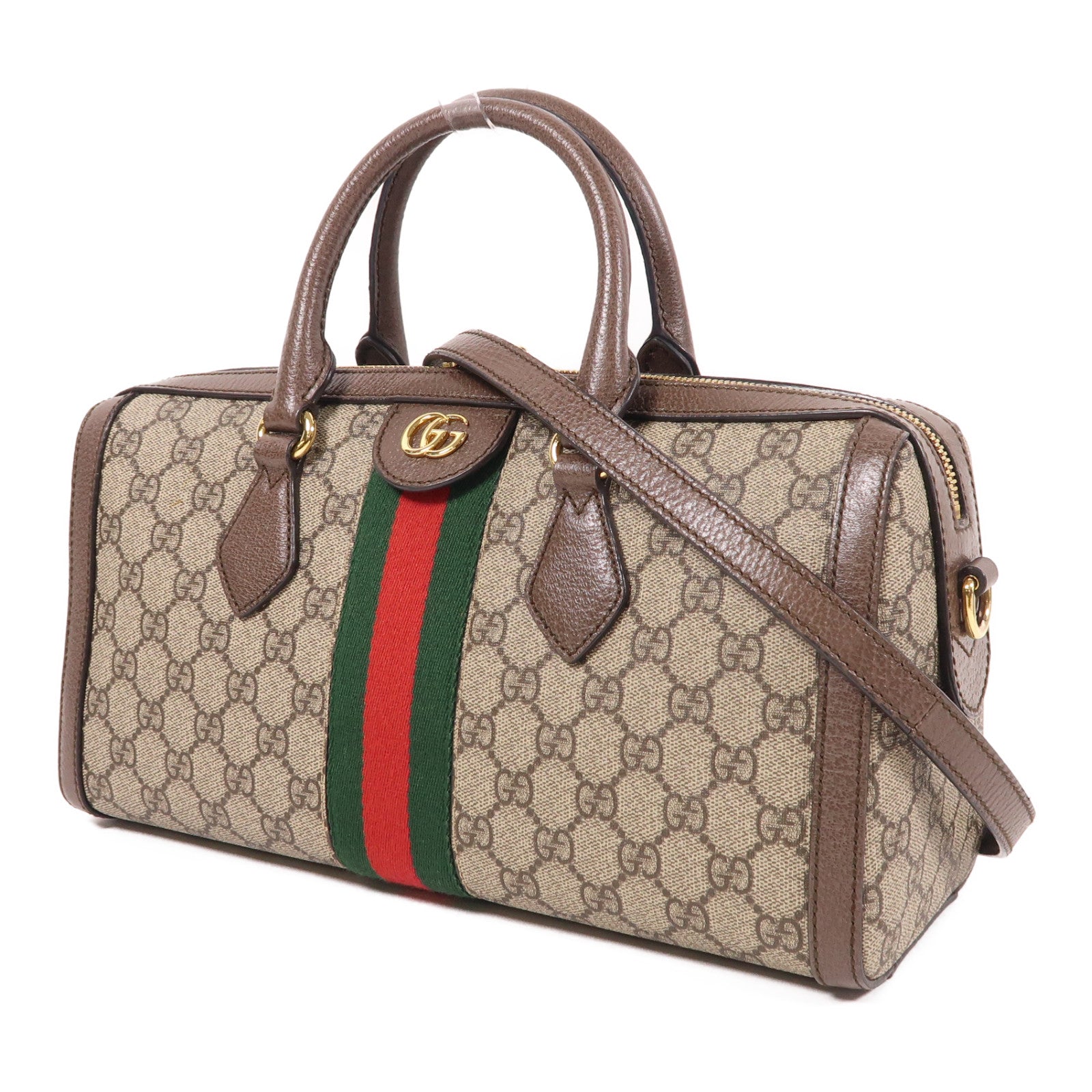 GUCCI 塗層帆布Boston Bag金扣手挽肩背兩用袋