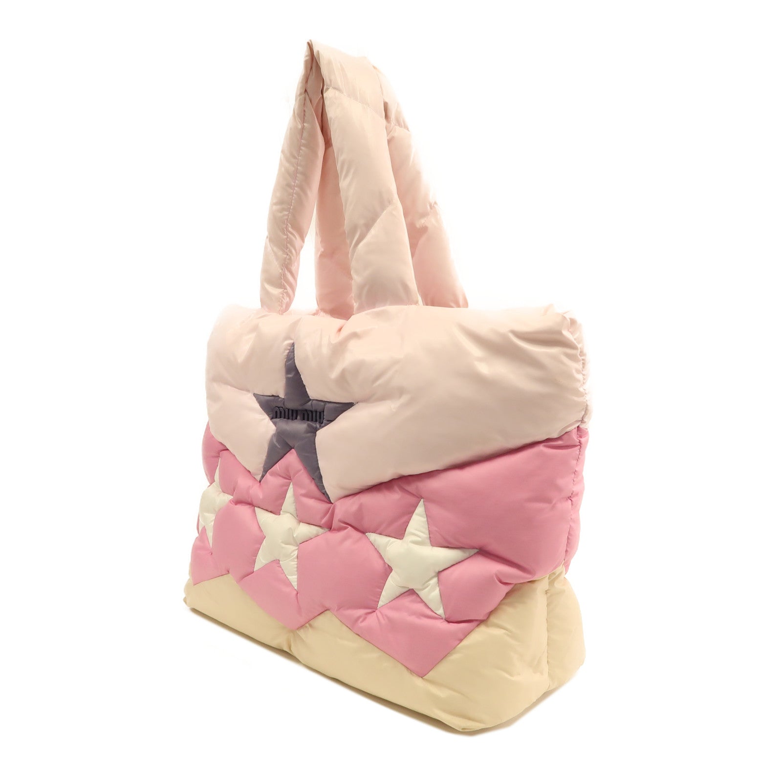 Miu Miu 尼龍Tote Bag銀扣手挽袋粉紅色