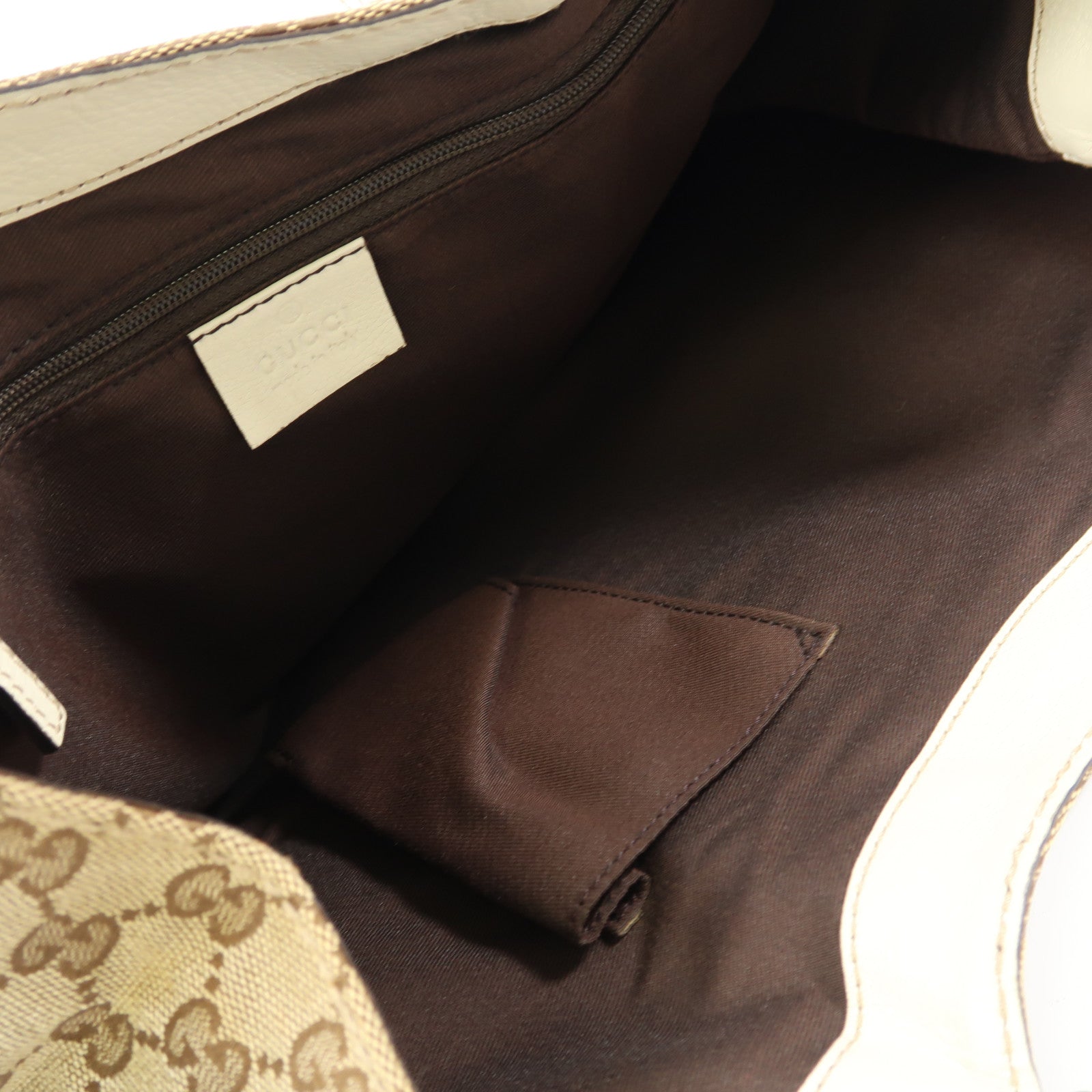 GUCCI 帆布Web Flap Tote銀扣手挽袋