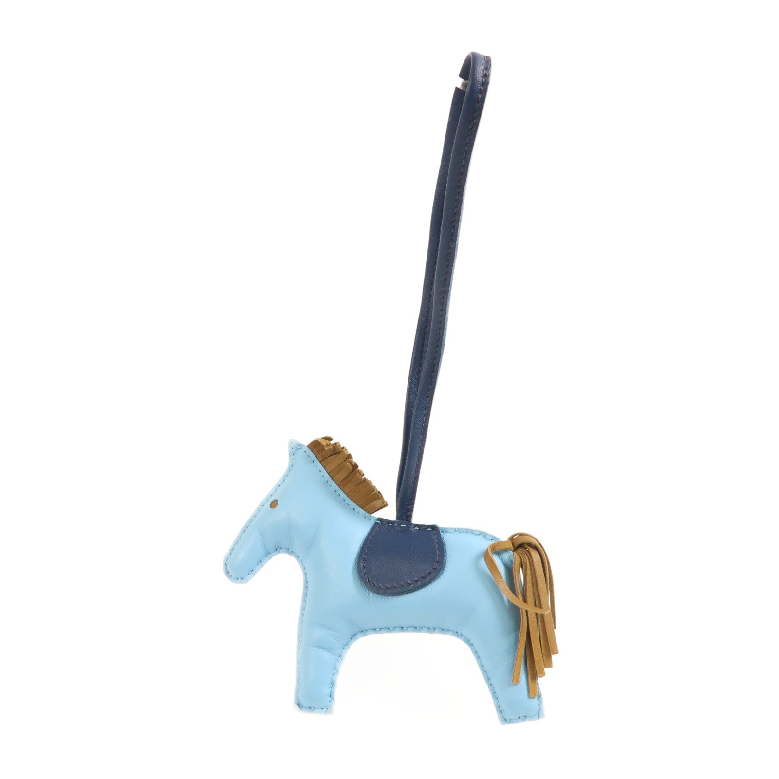 HERMES Swift皮革Rodeo MM掛飾藍色