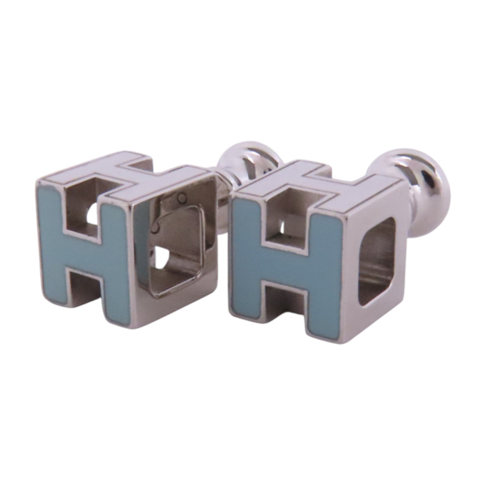 HERMES 【激減優惠】金屬/琺瑯Pop H Cube Earrings銀扣耳環