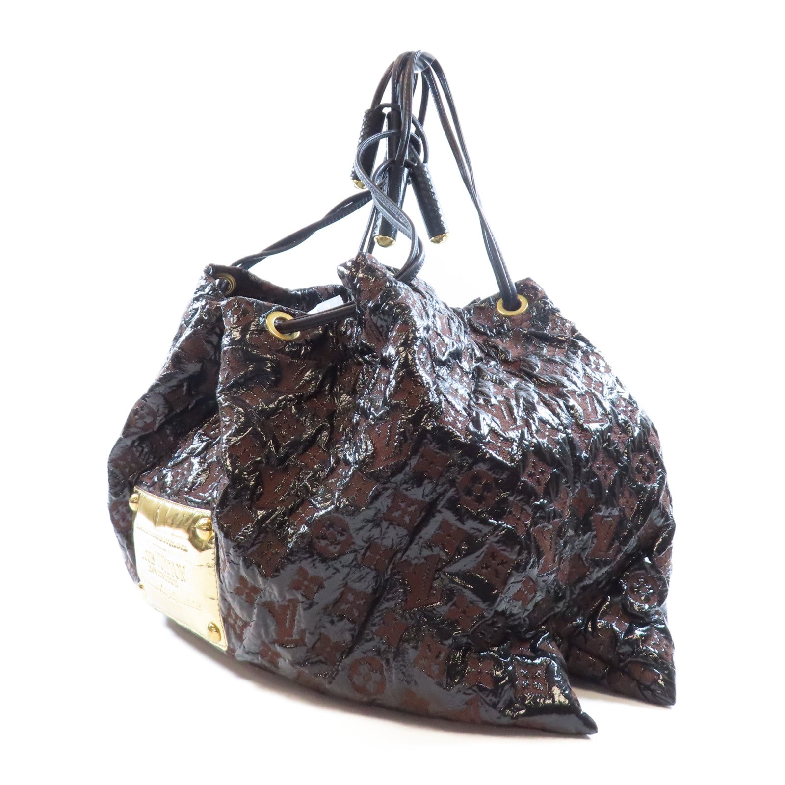 LOUIS VUITTON Monogram Envinil Squishy金扣肩背袋啡色/黑色