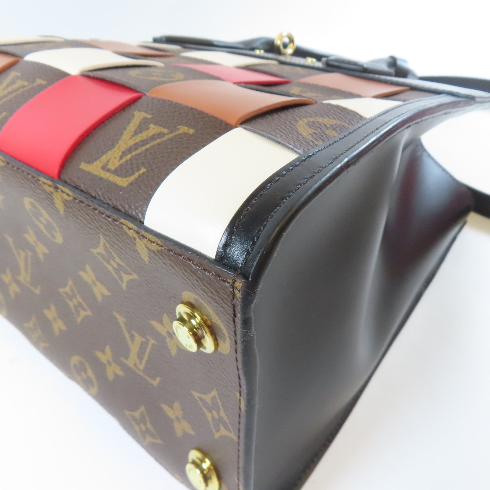 LOUIS VUITTON Monogram City Steamer MM金扣手挽肩背兩用袋黑色/啡色/紅色