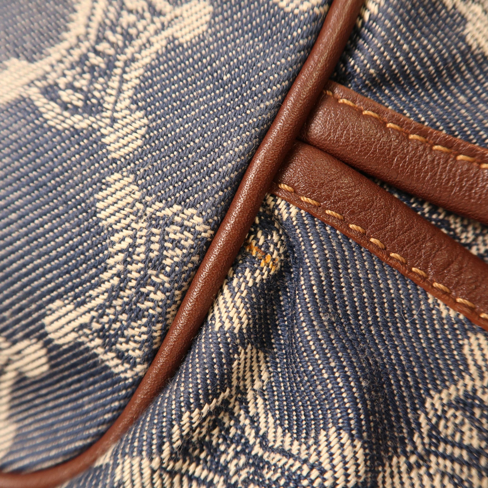 CELINE GHW Shoulder Bag Denim Leather Blue