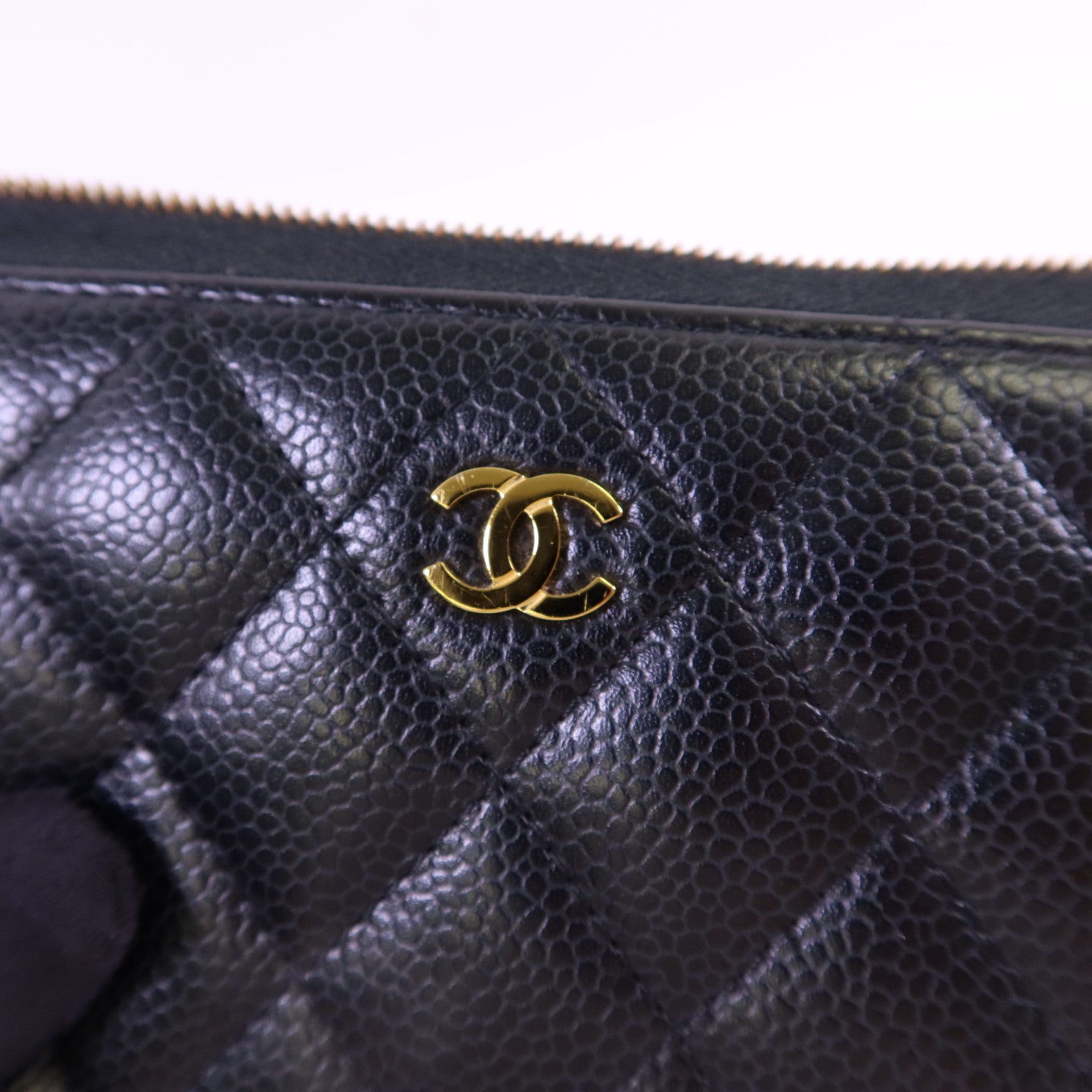 CHANEL 牛皮皮革Zipper Long Round Wallet金扣長錢包
