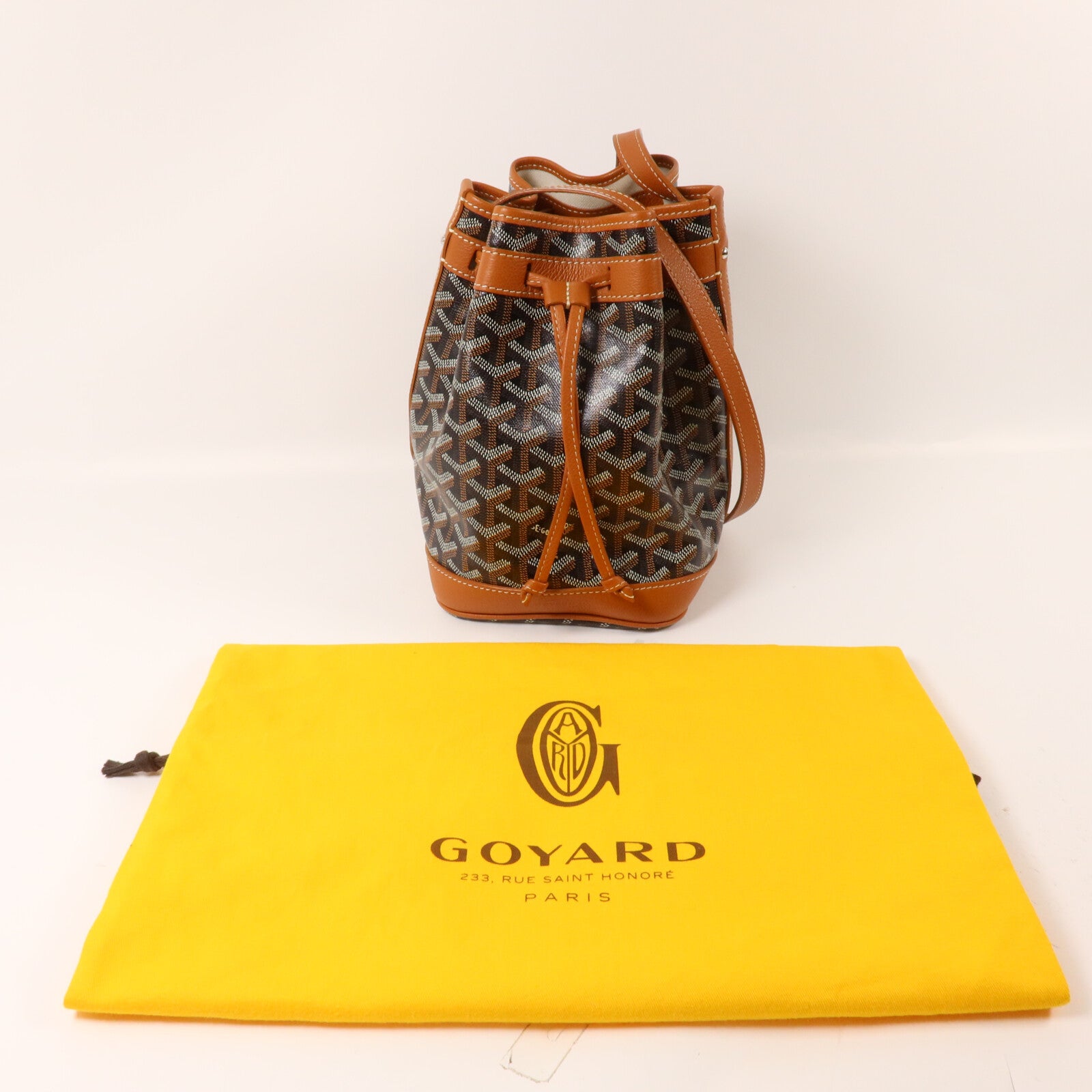 GOYARD 塗層帆布/牛皮皮革Petit Flot PM肩背袋