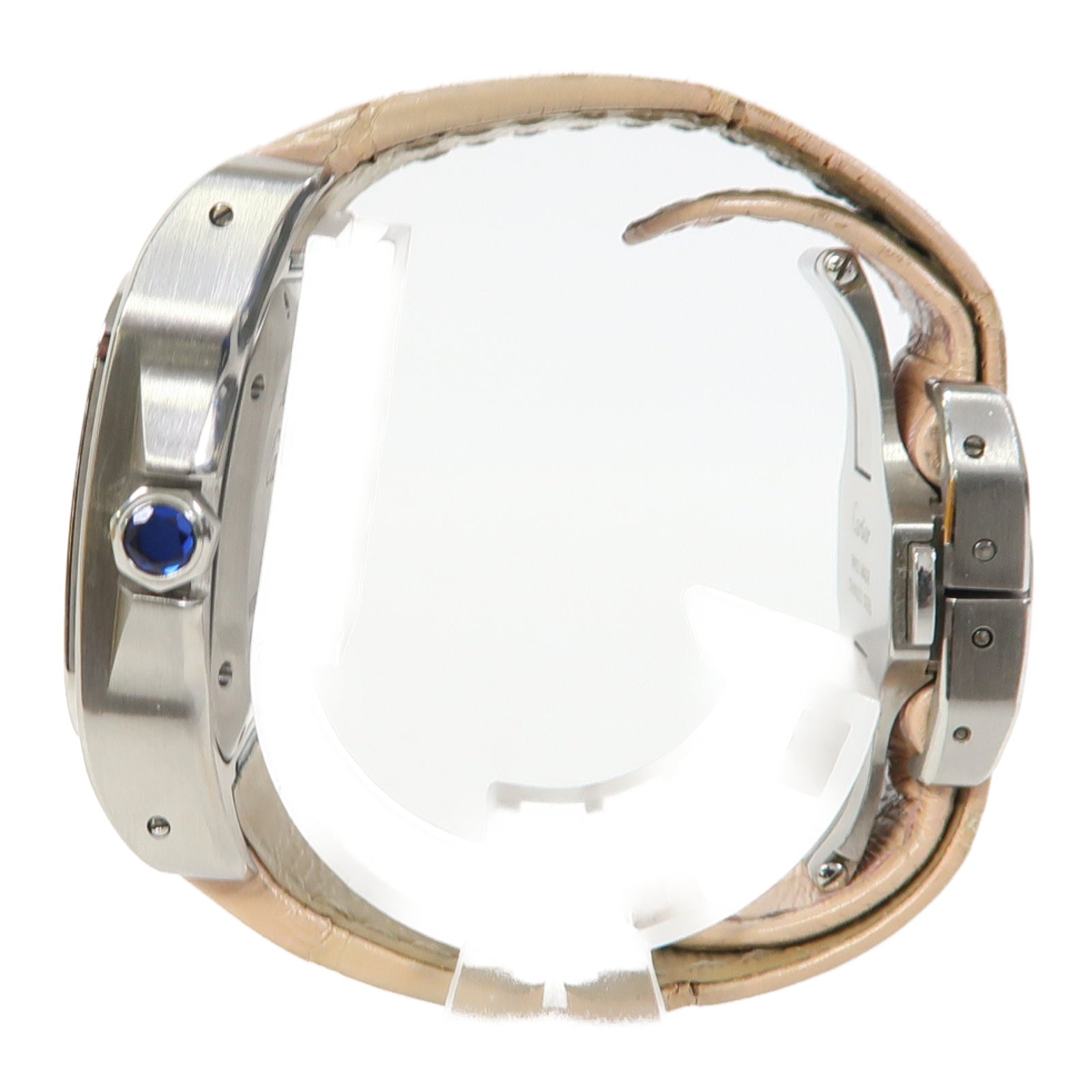 CARTIER Santos 100不鏽鋼/皮革手錶自動機芯白色