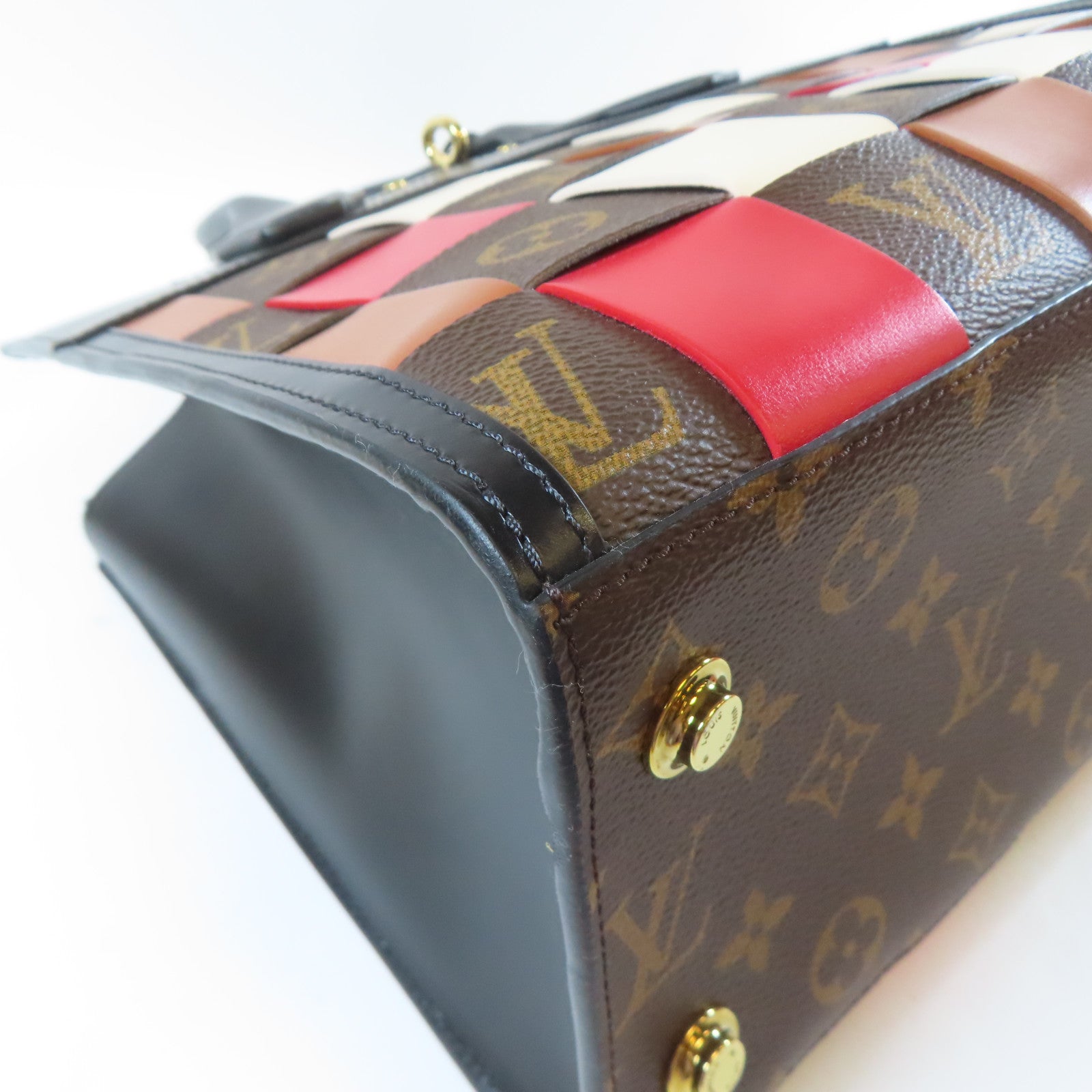 LOUIS VUITTON Monogram City Steamer MM金扣手挽肩背兩用袋黑色/啡色/紅色