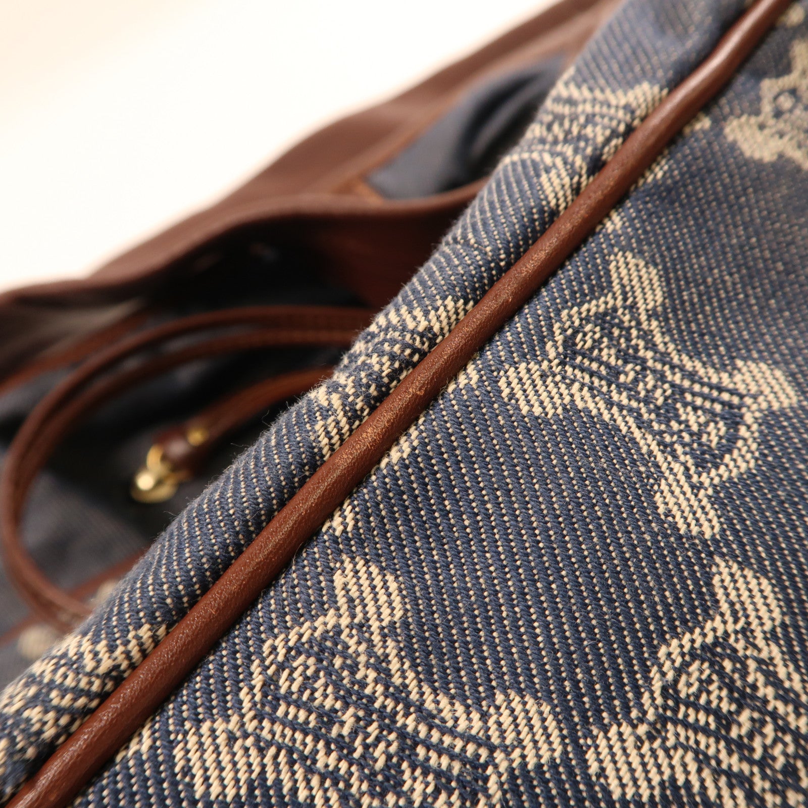 CELINE GHW Shoulder Bag Denim Leather Blue