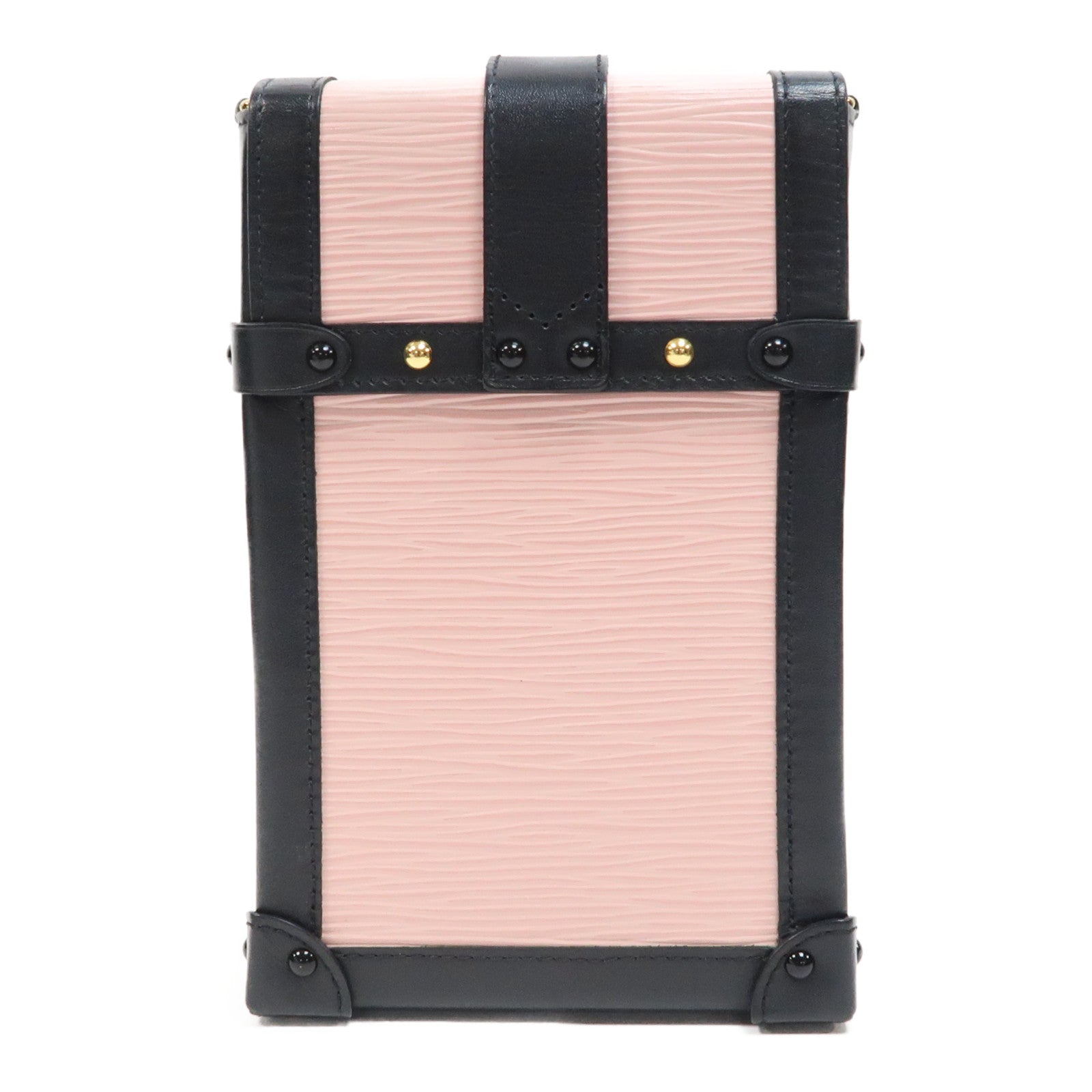 LOUIS VUITTON Epi Pochette Trunk Vertical金扣肩背袋Rose Ballerine粉紅色