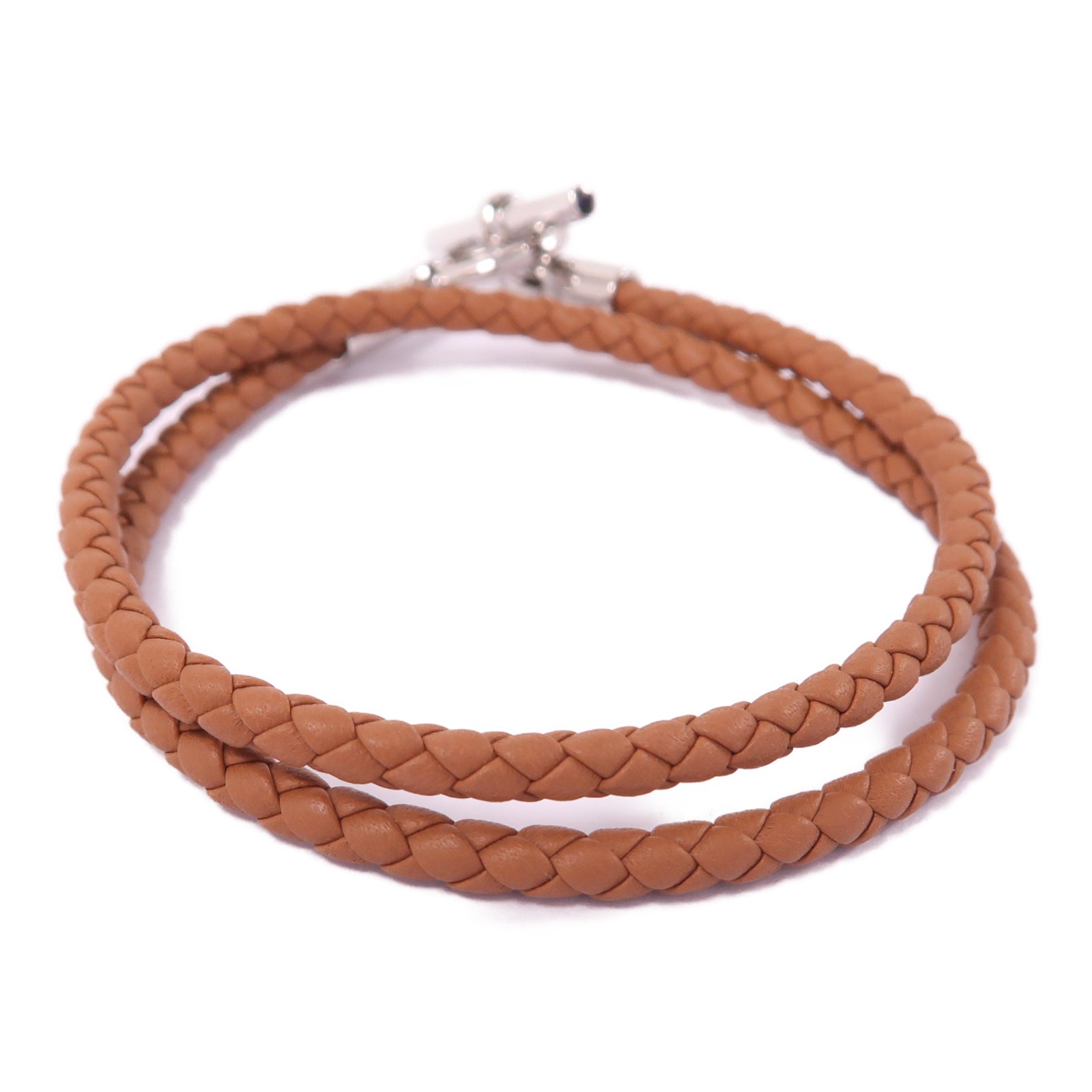 HERMES 皮革Collier Glenan銀扣項鍊37/Gold