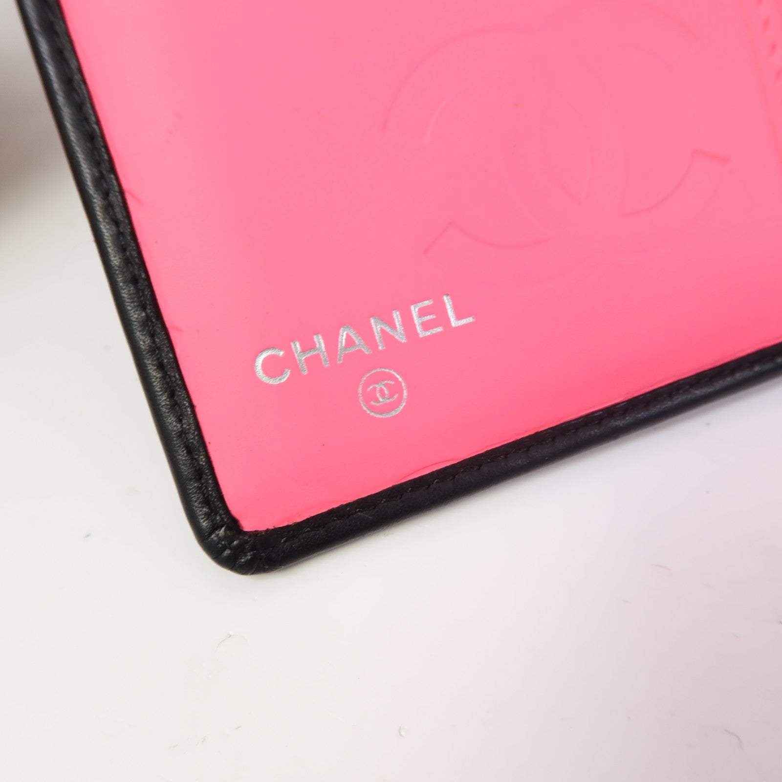CHANEL 菱格牛皮皮革Cambon Line Wallet銀扣錢包黑色