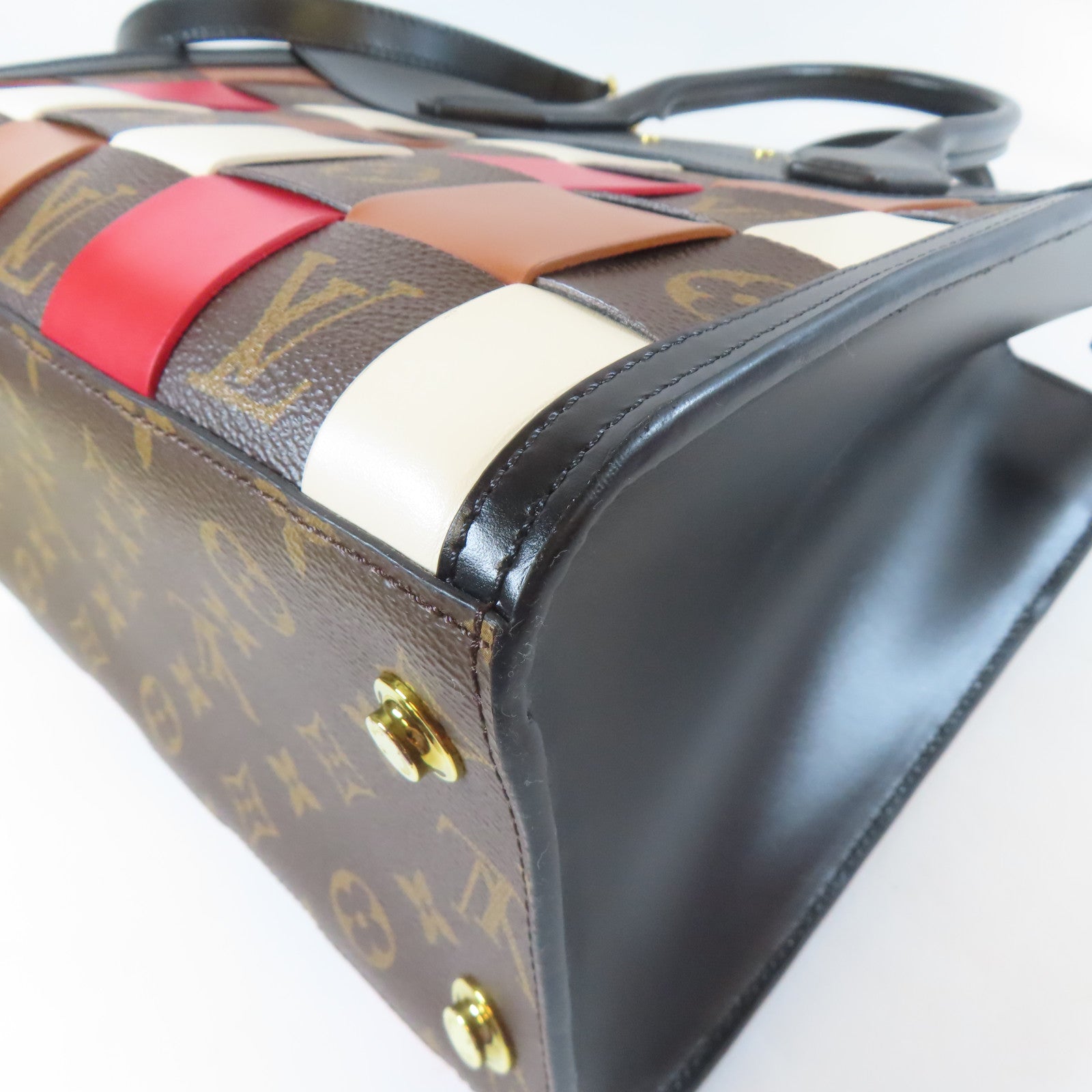 LOUIS VUITTON Monogram City Steamer MM金扣手挽肩背兩用袋黑色/啡色/紅色