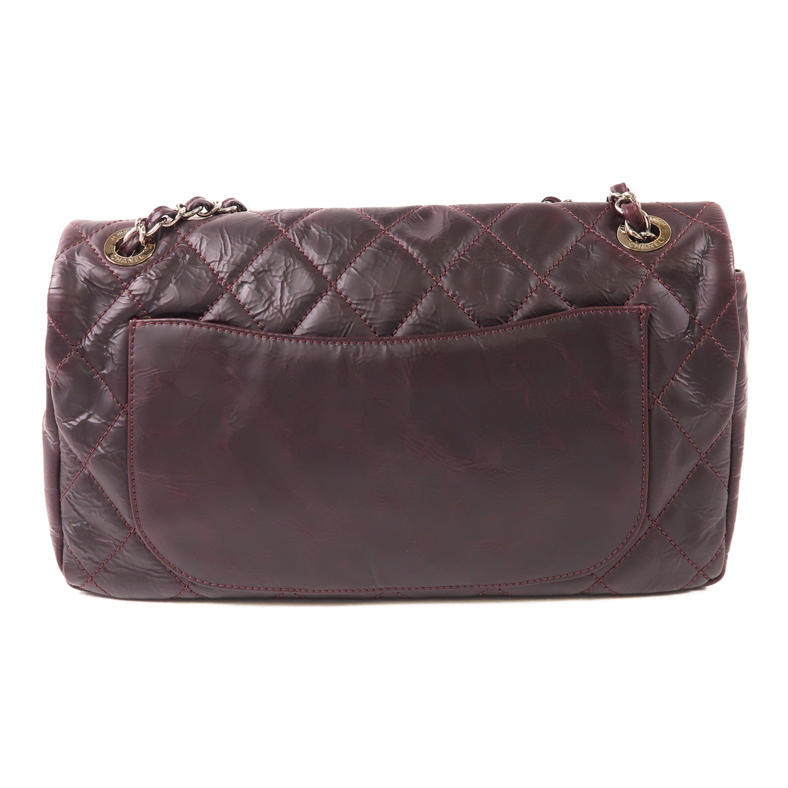 CHANEL 牛皮皮革Shoulder Bag銀扣鏈帶肩背袋