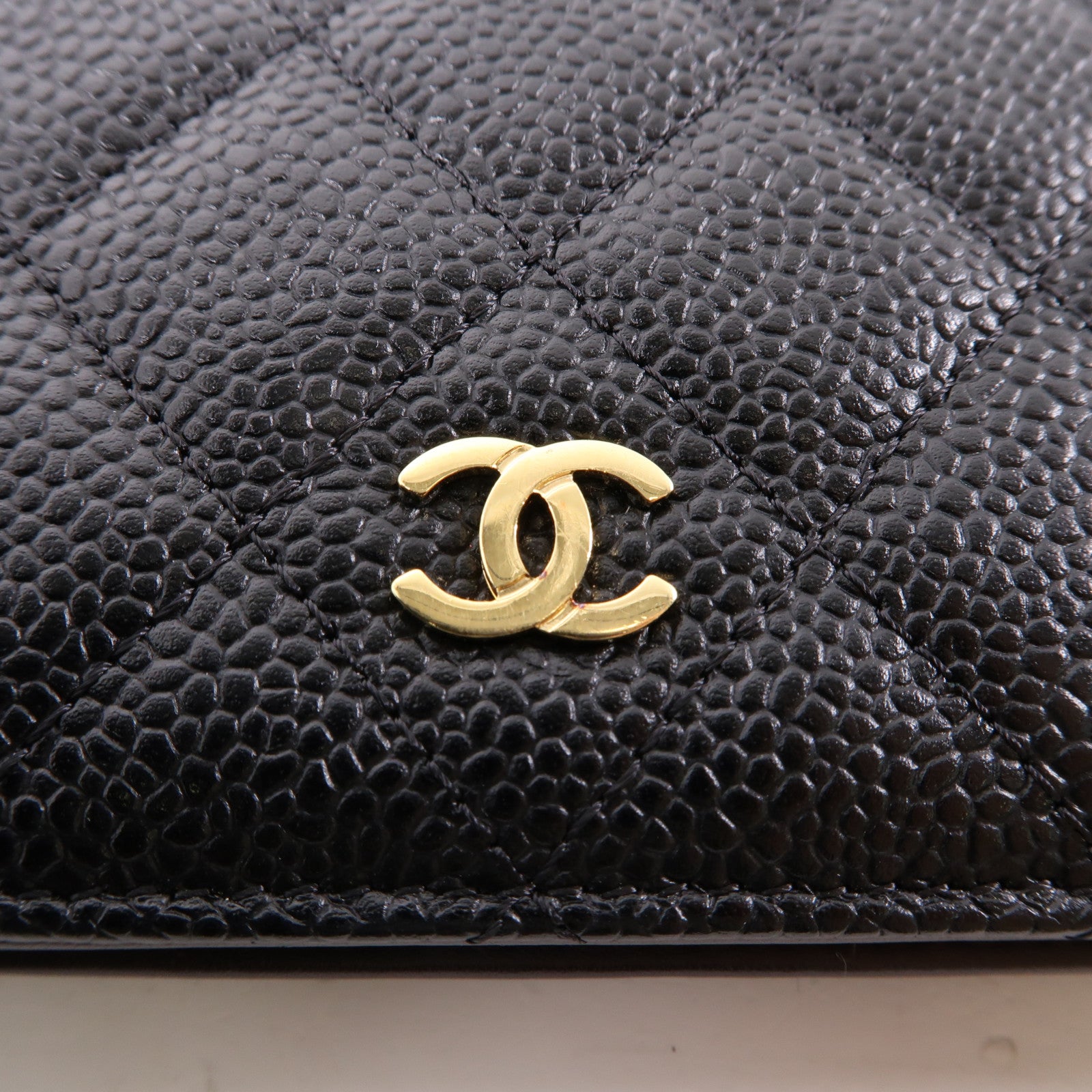 CHANEL 牛皮皮革Wallet金扣長錢包黑色