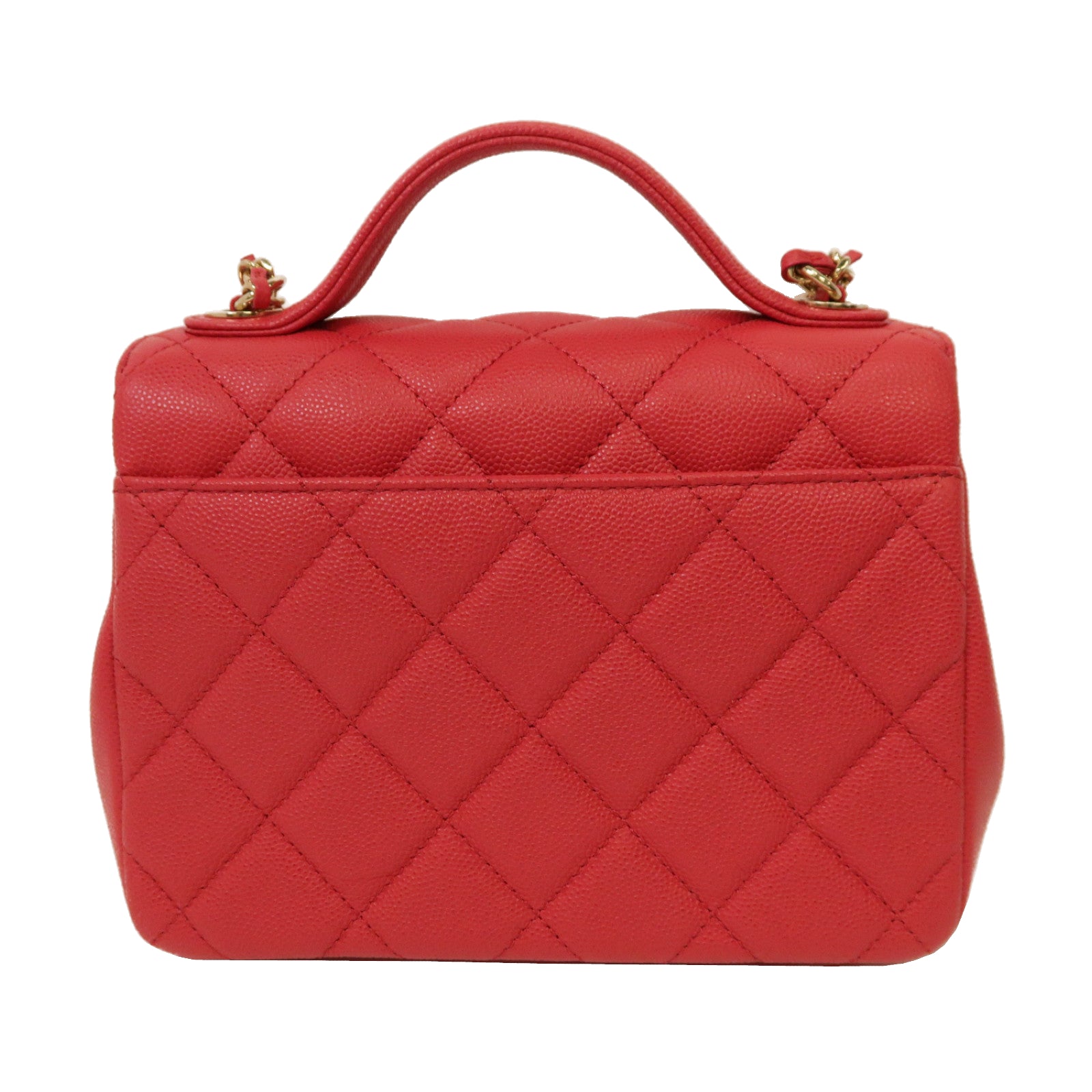 CHANEL 菱格Caviar皮革Business Affinity Shoulder Bag金扣手挽肩背兩用袋紅色