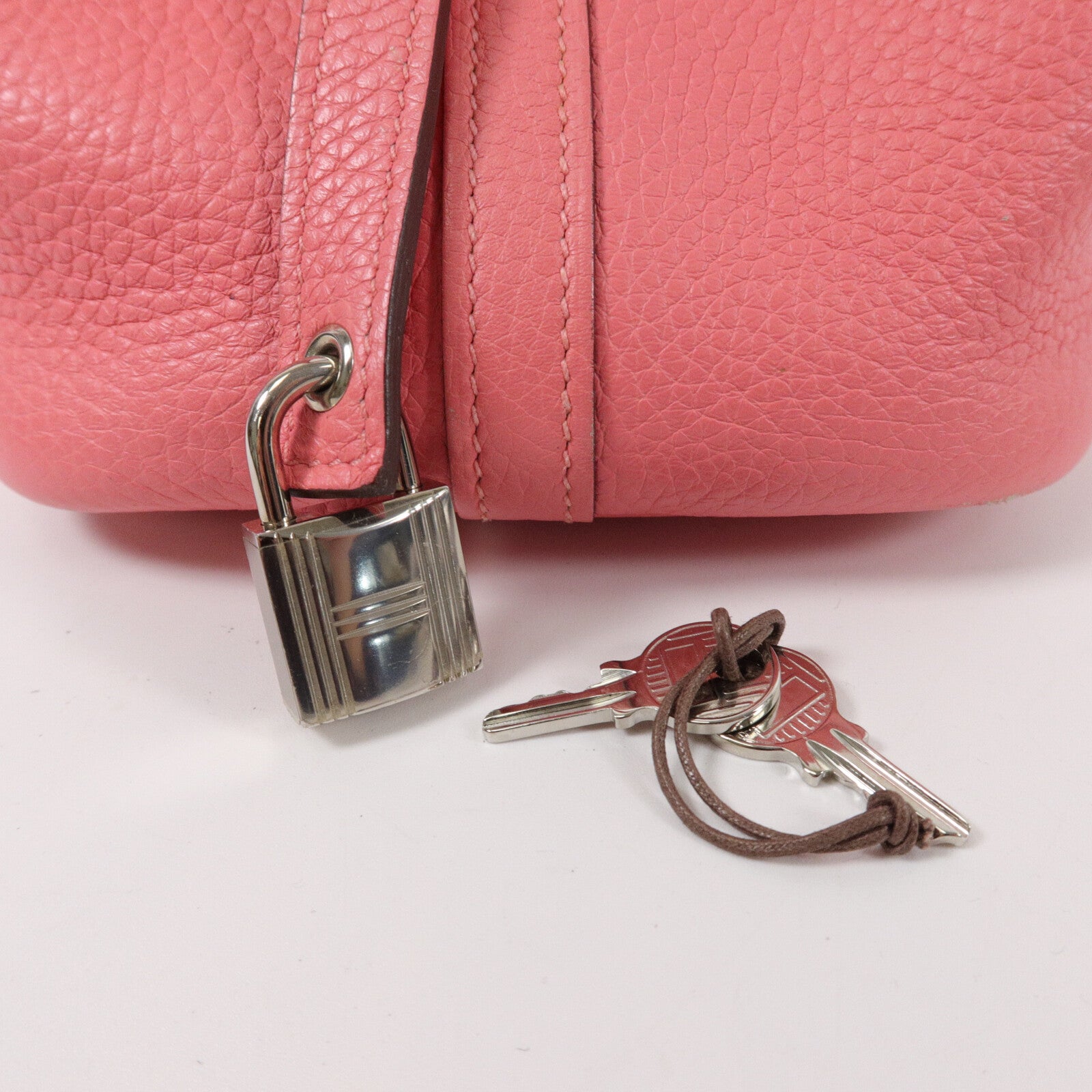 HERMES Clemence皮革Picotin PM手挽袋Rose Azalee