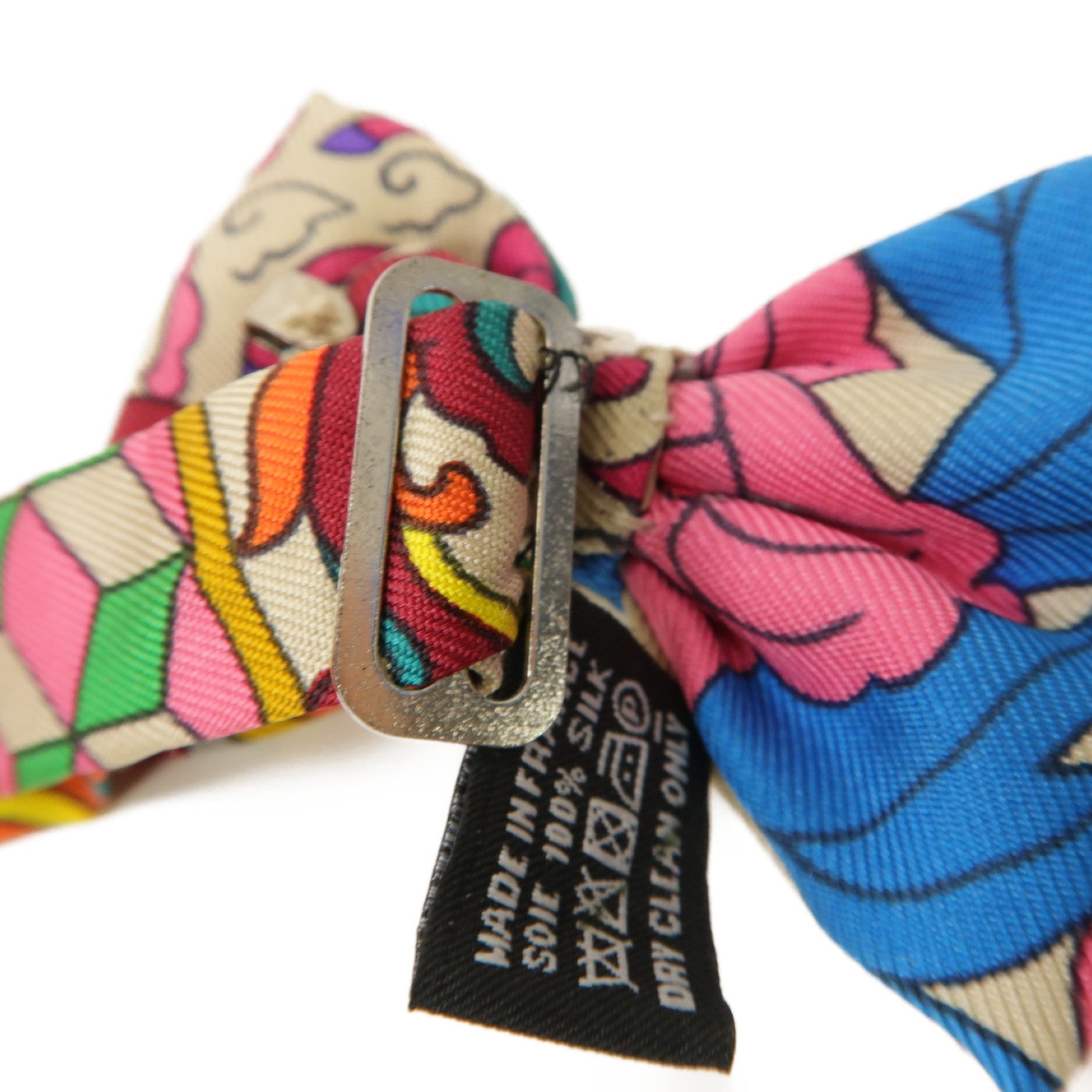 HERMES 絲質Noeud Papillon Bow Tie銀扣領結彩色