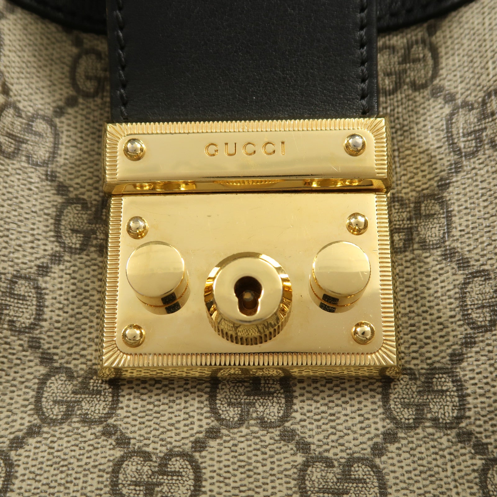 GUCCI GG GHW Padlock GG Small Shoulder Bag 498156 Coated Canvas Brown/Black