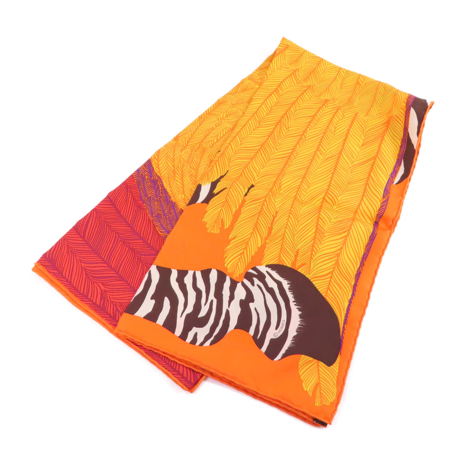 HERMES 絲質Scarf 90x90絲巾橙色/紅色/棕色/彩色