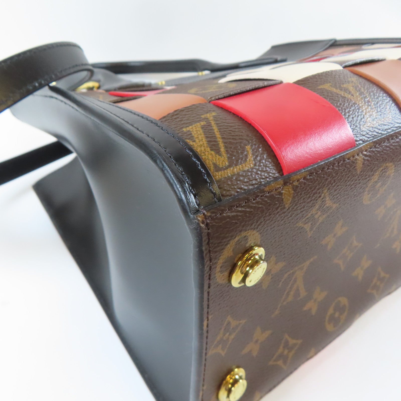 LOUIS VUITTON Monogram City Steamer MM金扣手挽肩背兩用袋黑色/啡色/紅色