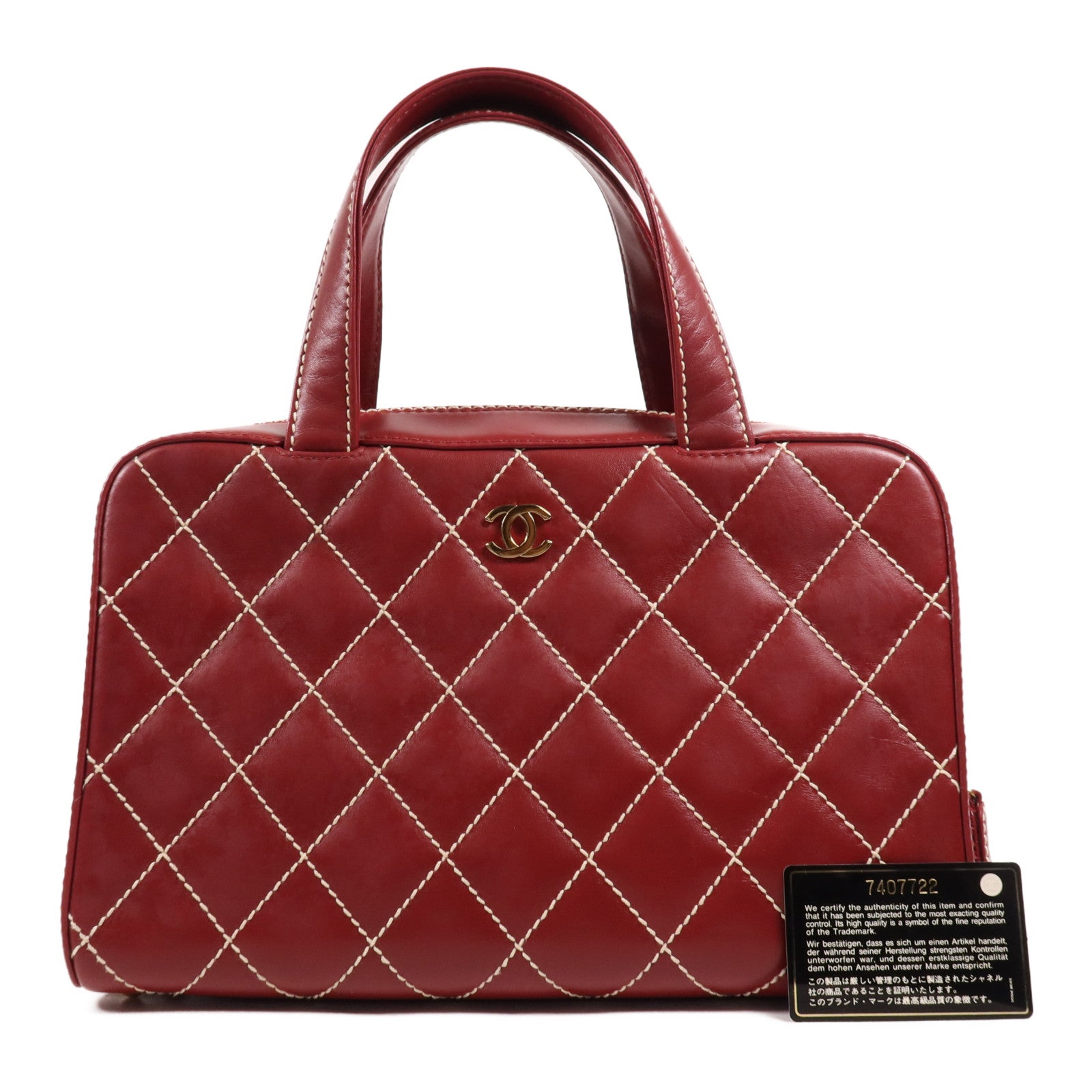 CHANEL 牛皮皮革Handbag金扣手挽袋