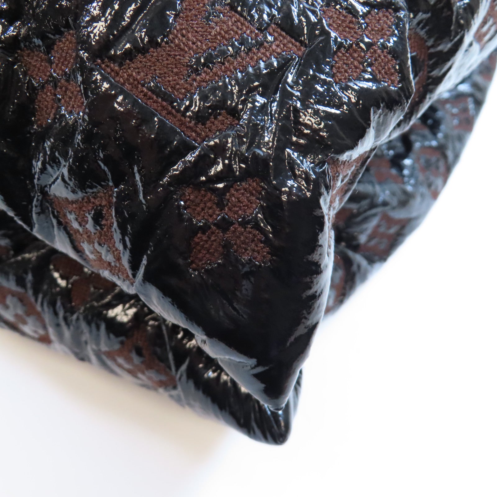 LOUIS VUITTON Monogram Envinil Squishy金扣肩背袋啡色/黑色