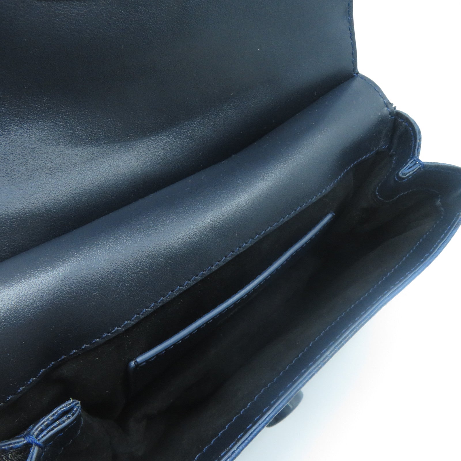 SELECTION 【激減優惠】牛皮皮革Shoulder Bag銀扣肩背袋藍色