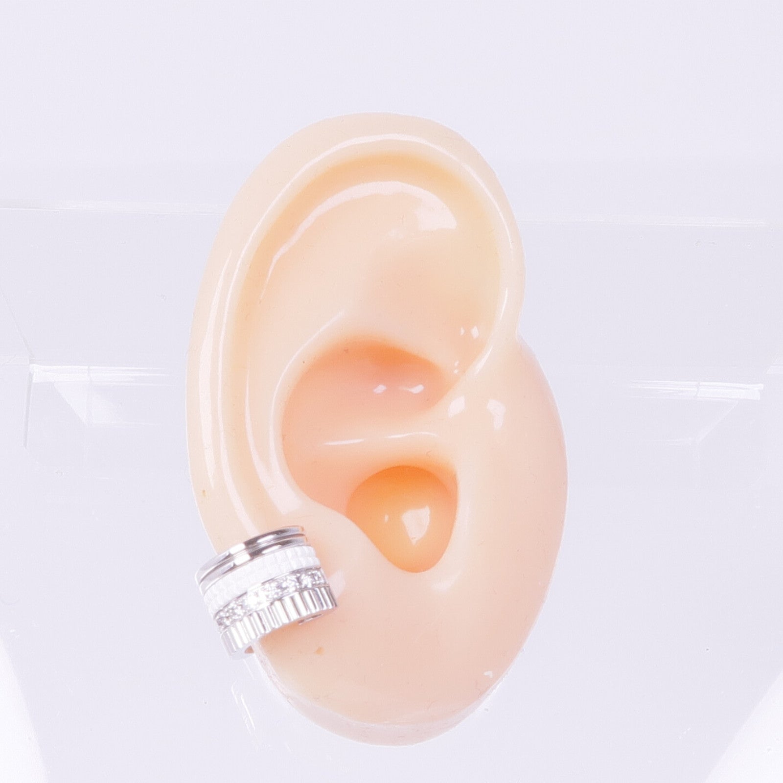 Boucheron 18K白金Single Clip Earring Quatre Double White鑽石耳環