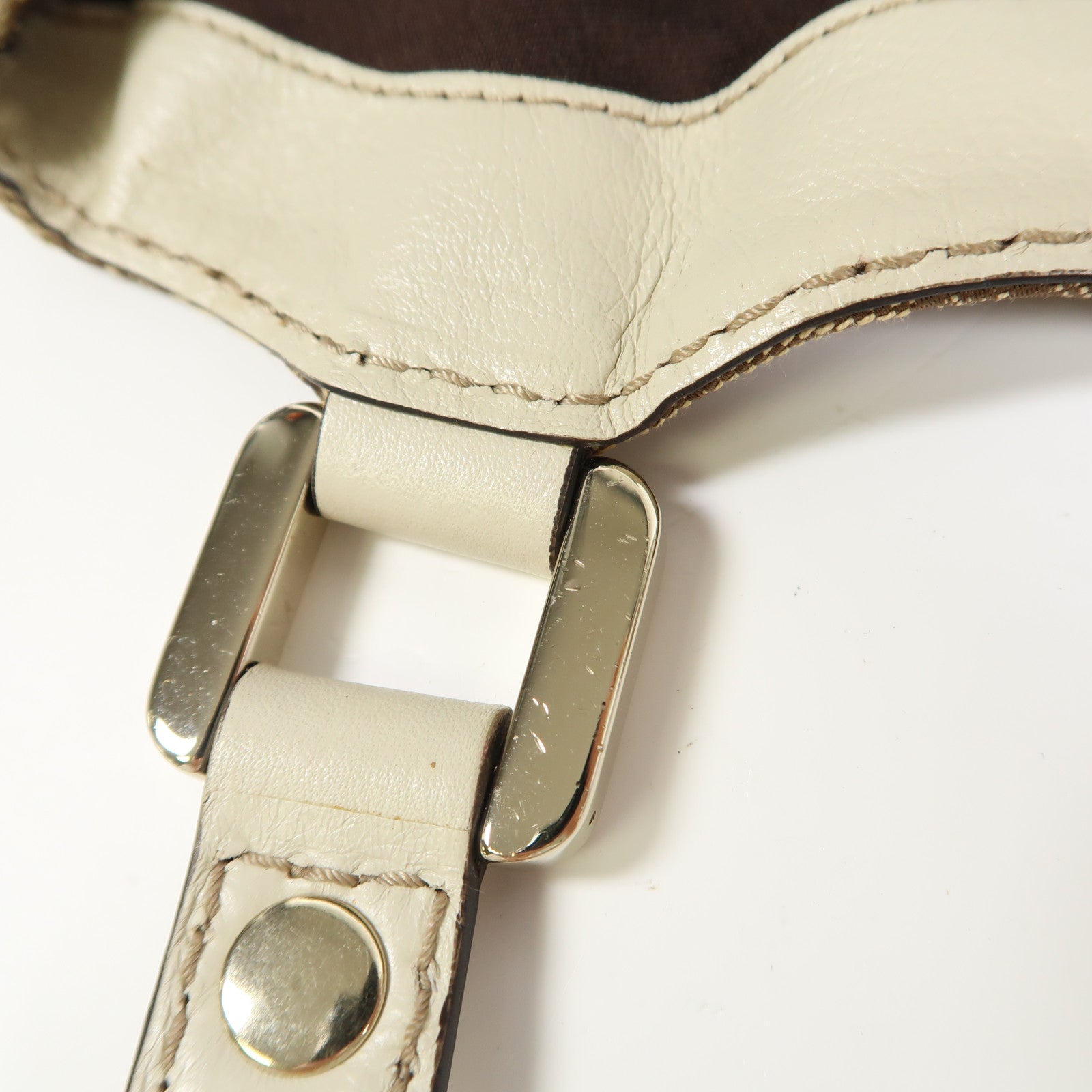 GUCCI 帆布Web Flap Tote銀扣手挽袋
