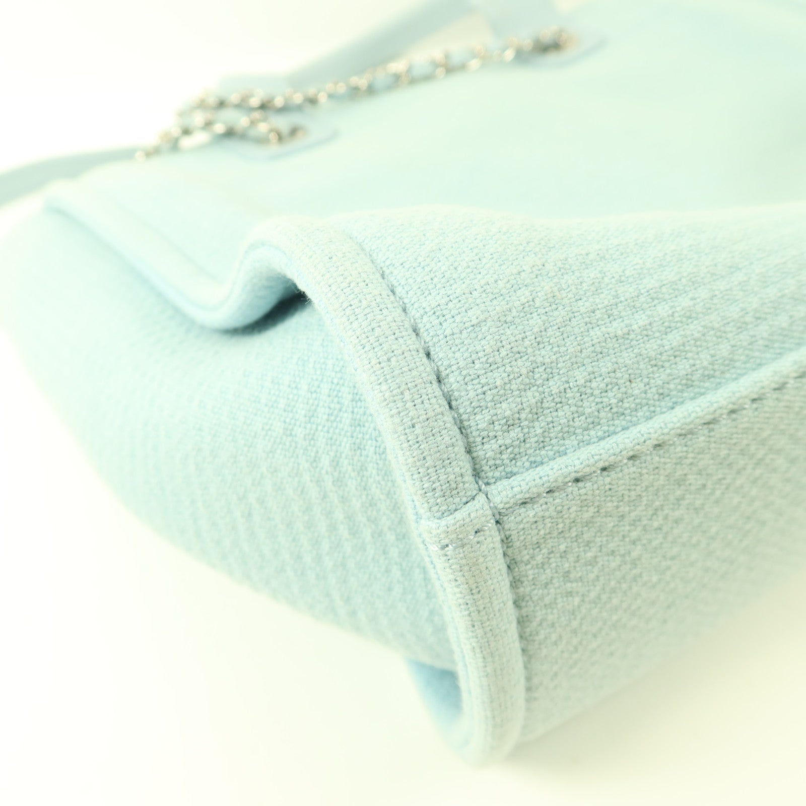 CHANEL 帆布Deauville Tote Bag銀扣手挽肩背兩用袋