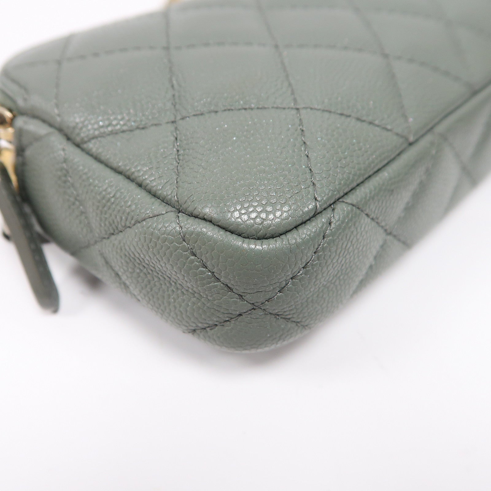 CHANEL 【激減優惠】菱格牛皮皮革Chain Shoulder金扣鏈帶肩背袋綠色
