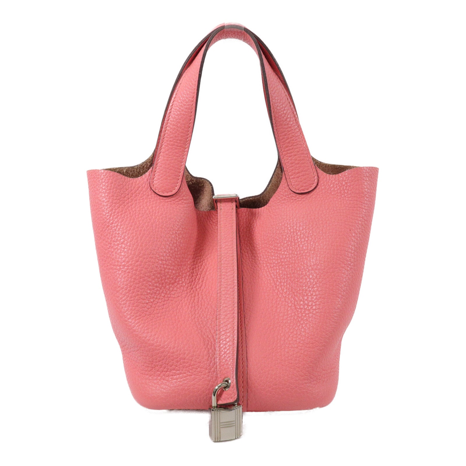 HERMES Clemence皮革Picotin PM手挽袋Rose Azalee