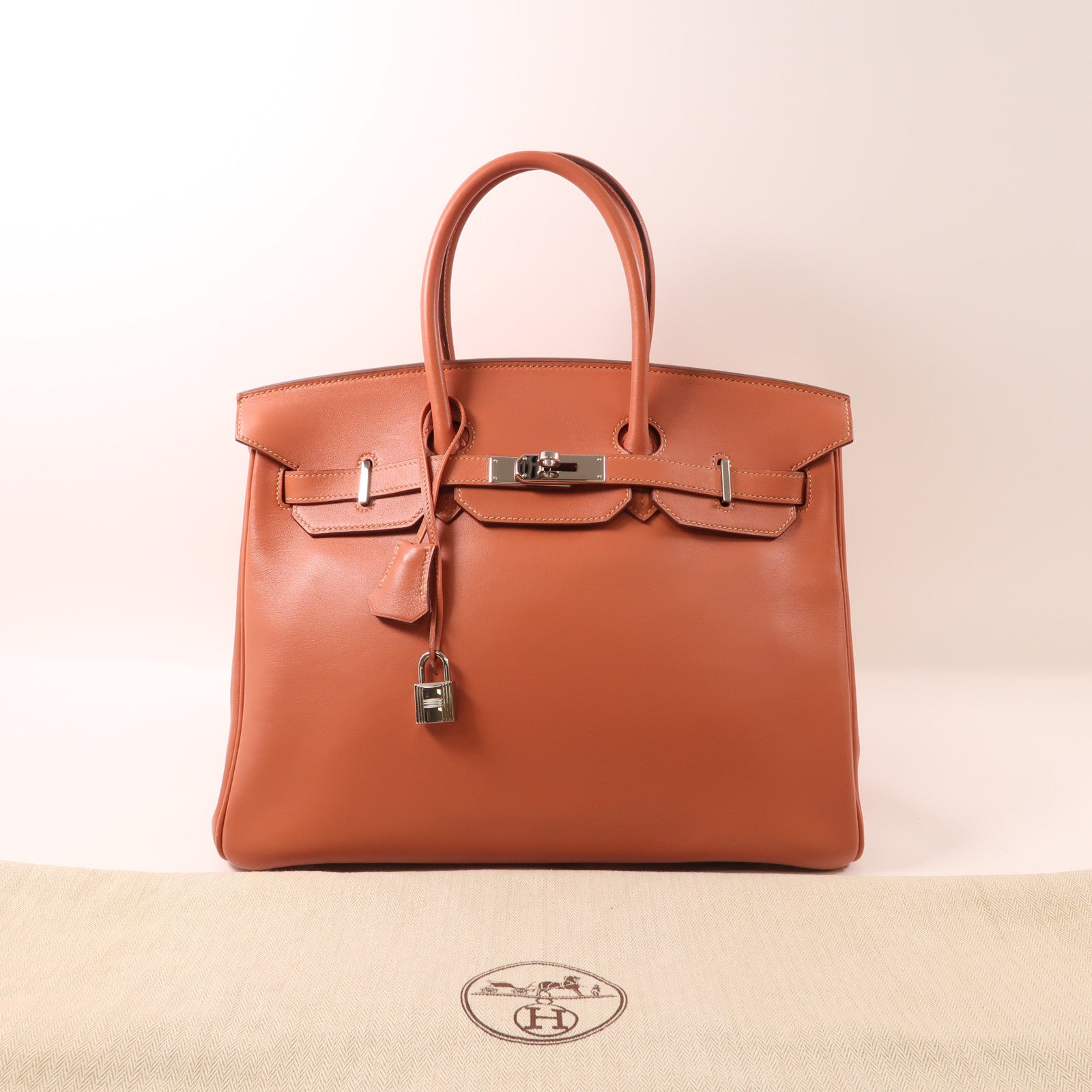 HERMES Swift皮革Birkin 35銀扣手挽袋Rose Tea粉紅色