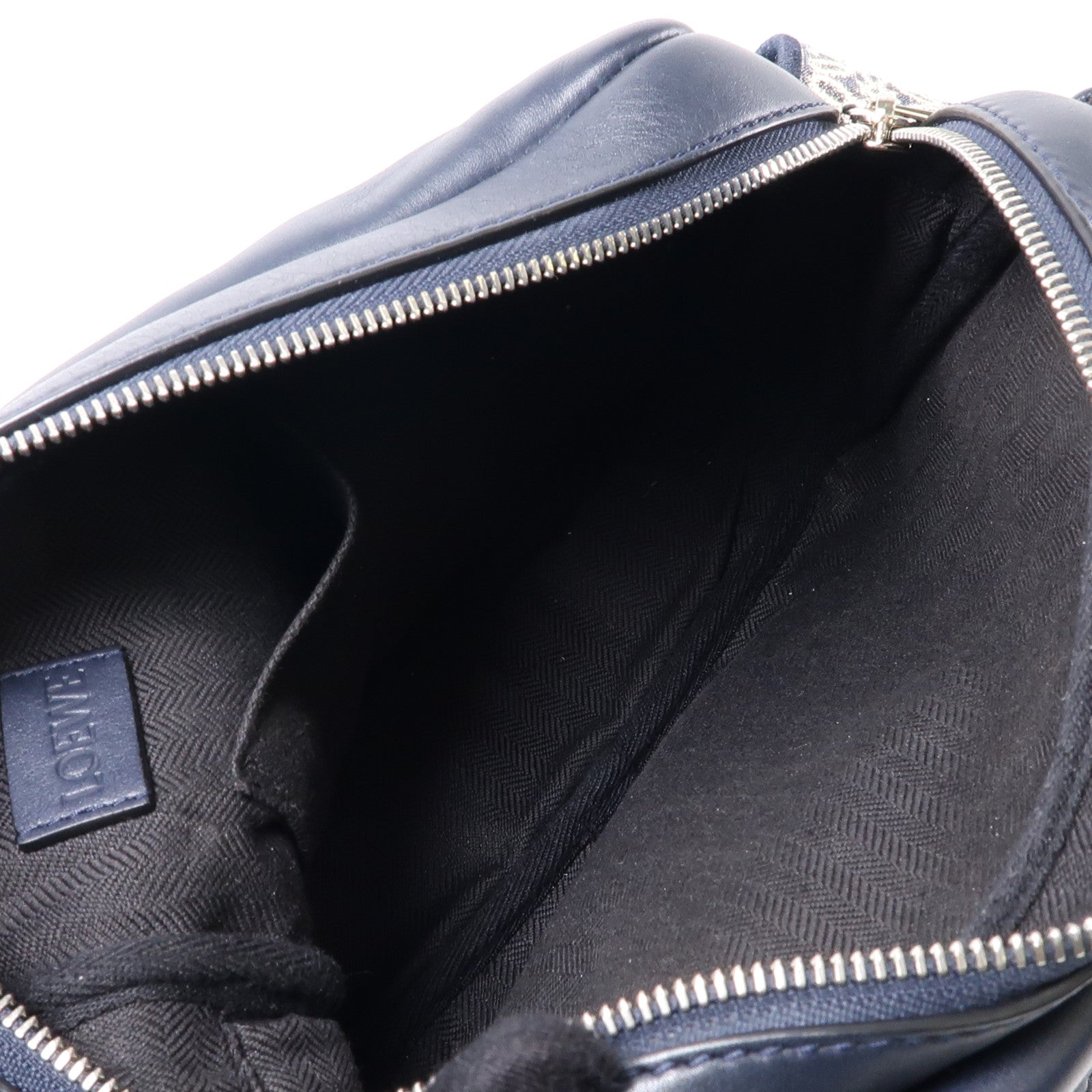 LOEWE 牛皮皮革Military Messenger銀扣肩背袋深藍色