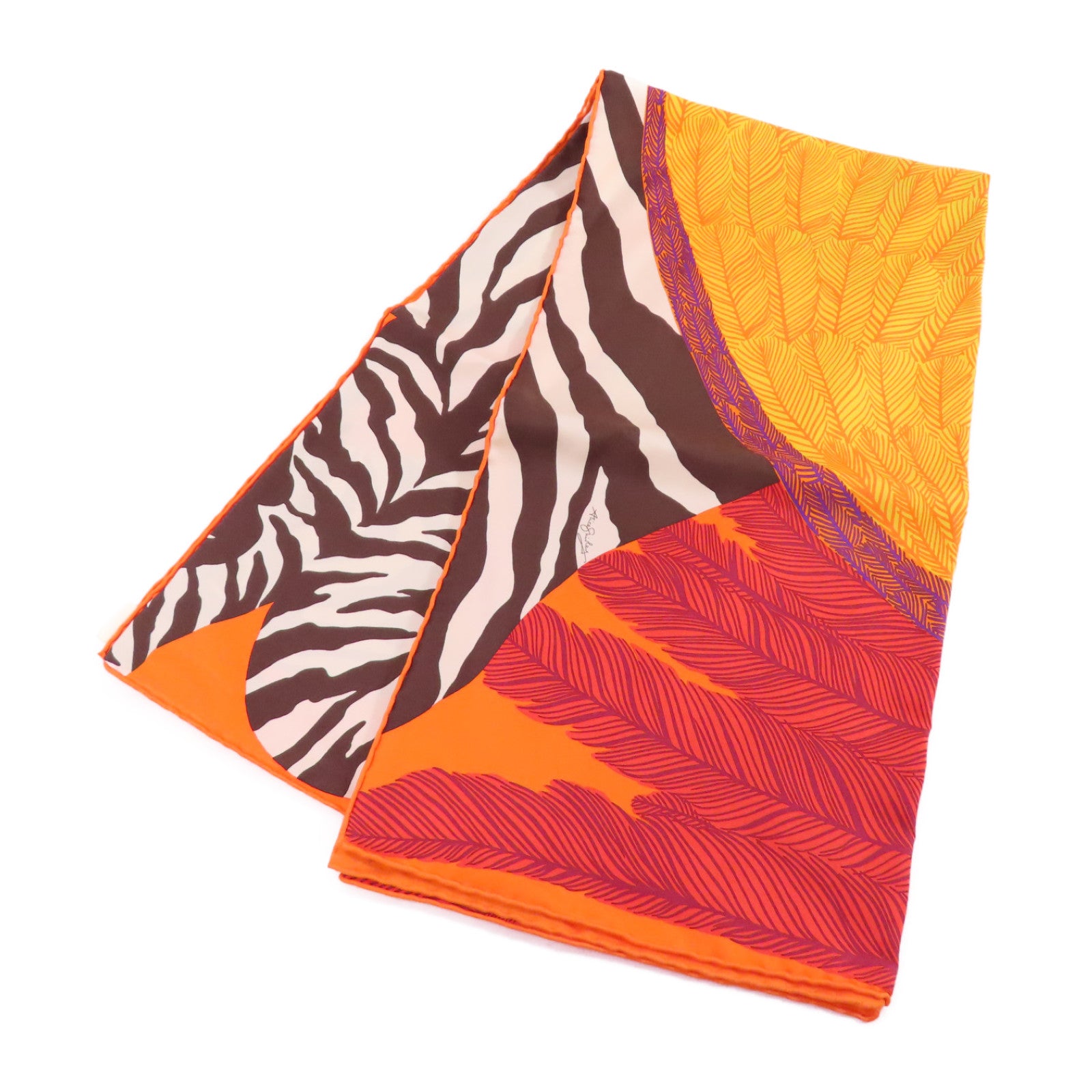 HERMES 絲質Scarf 90x90絲巾橙色/紅色/棕色/彩色