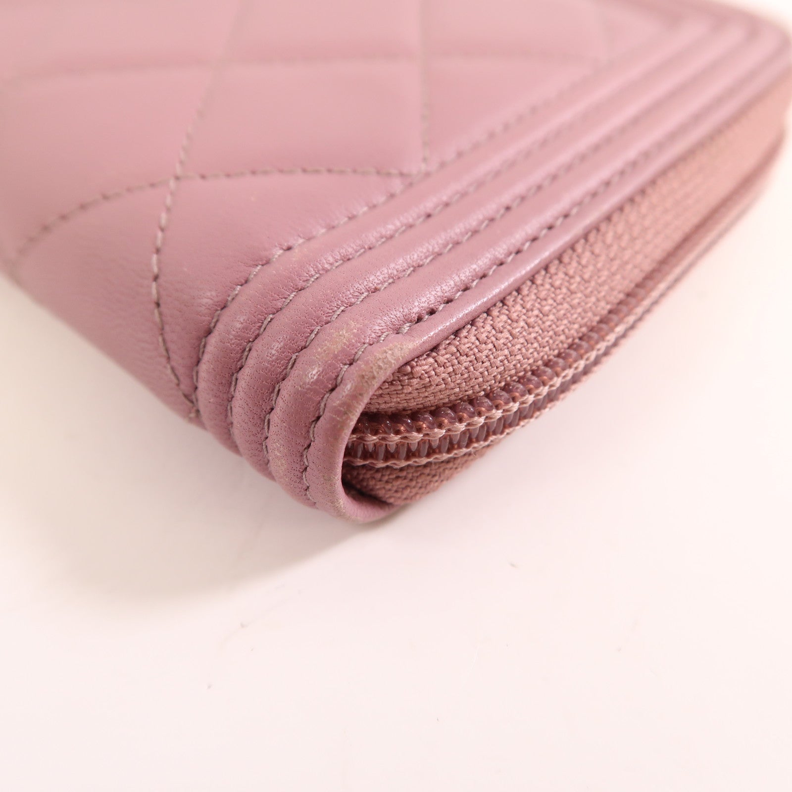 CHANEL 羊皮皮革Boy Long Wallet金扣長錢包