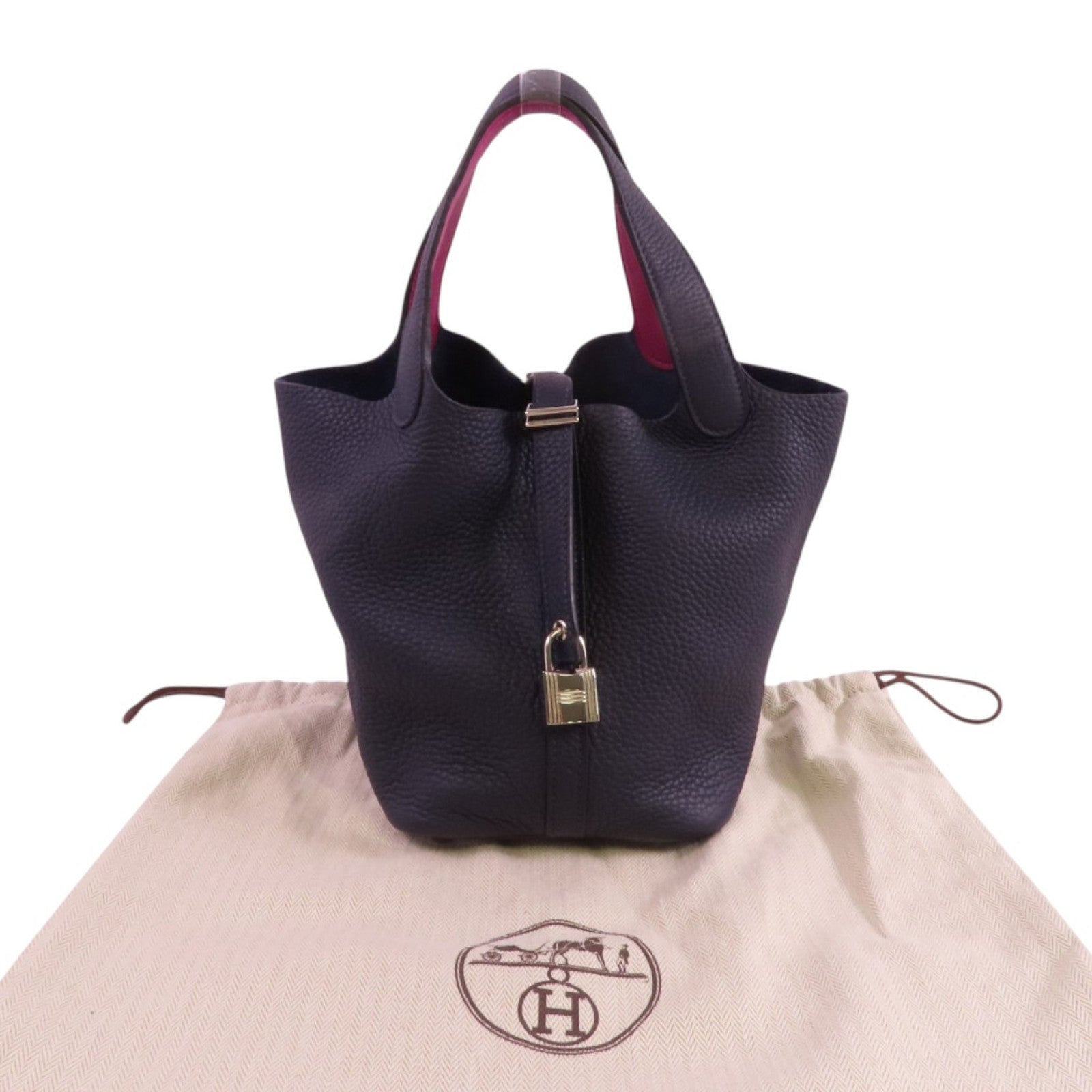 HERMES Clemence皮革Picontin PM銀扣手挽袋