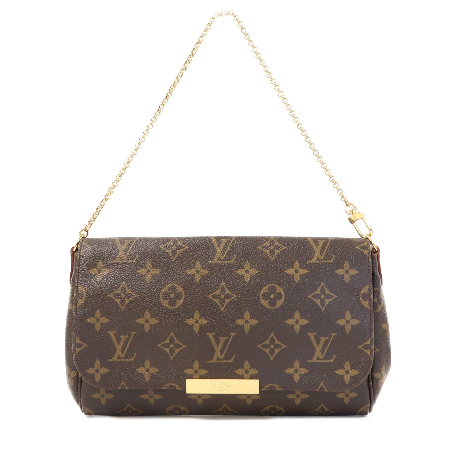 LOUIS VUITTON Monogram Favorite MM金扣鏈帶肩背袋啡色