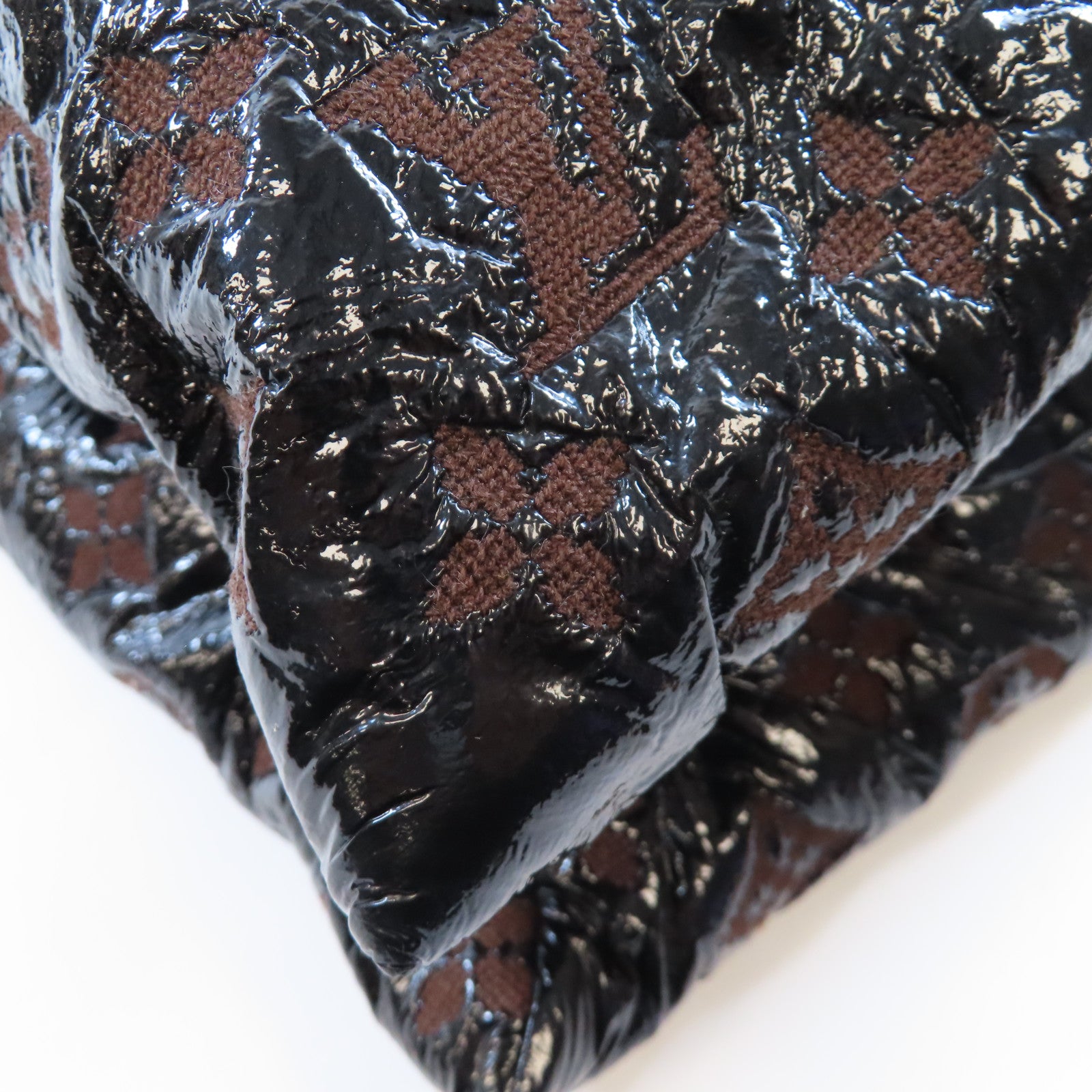 LOUIS VUITTON Monogram Envinil Squishy金扣肩背袋啡色/黑色