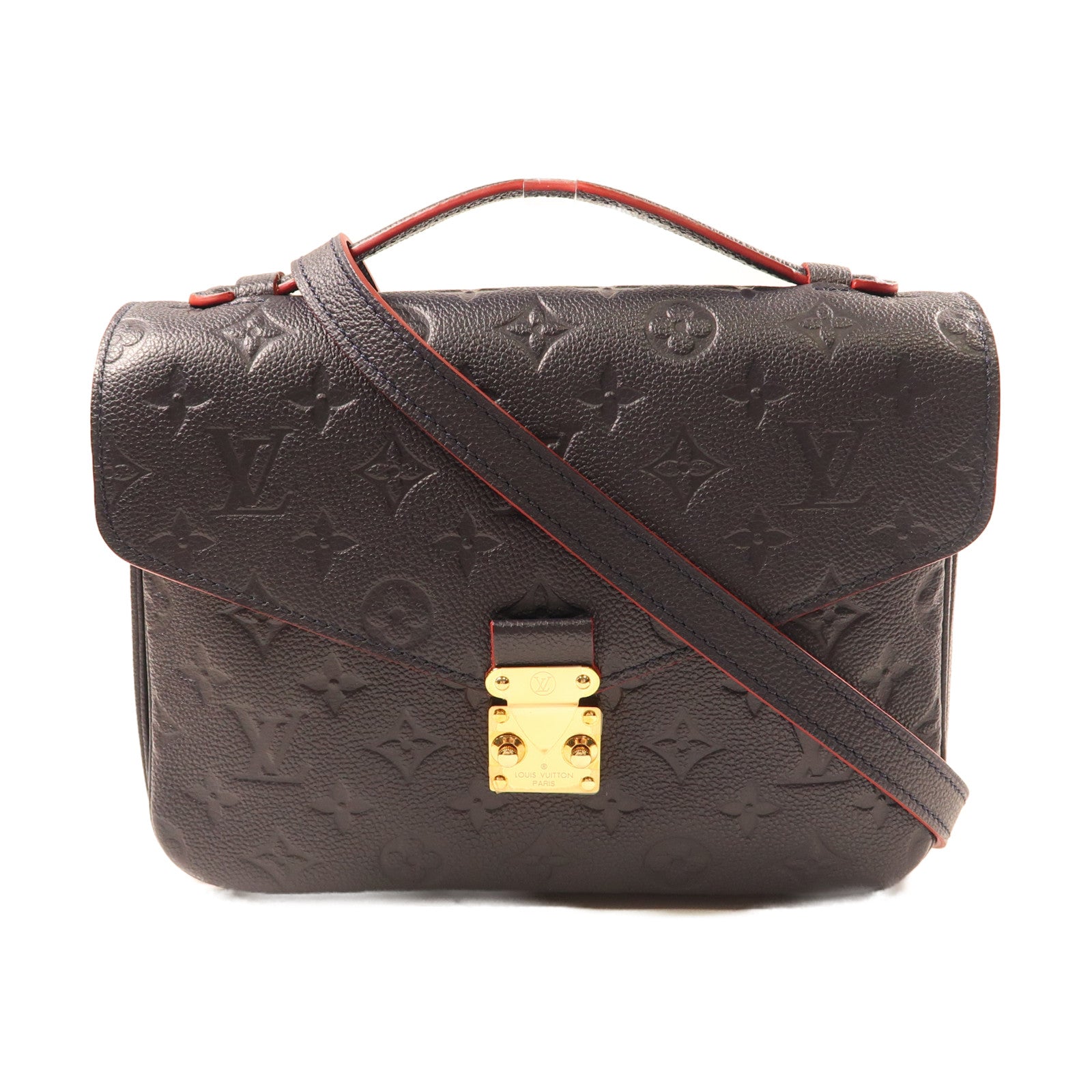 LOUIS VUITTON Monogram Empreinte Pochette Metis金扣手挽肩背兩用袋深藍色