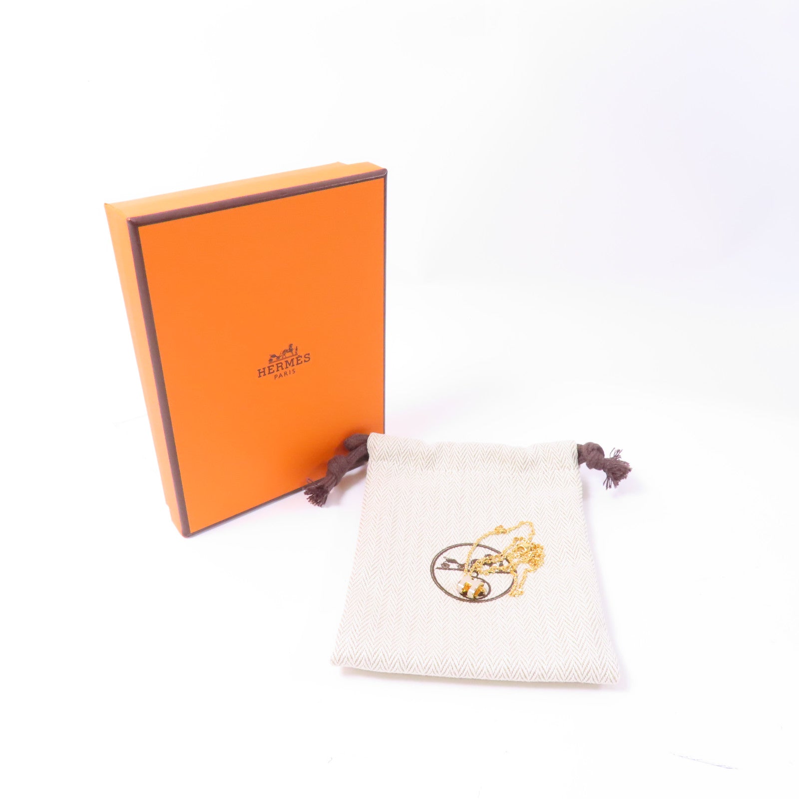 HERMES 金屬Mini Pop H Neckalce項鍊金色/白色