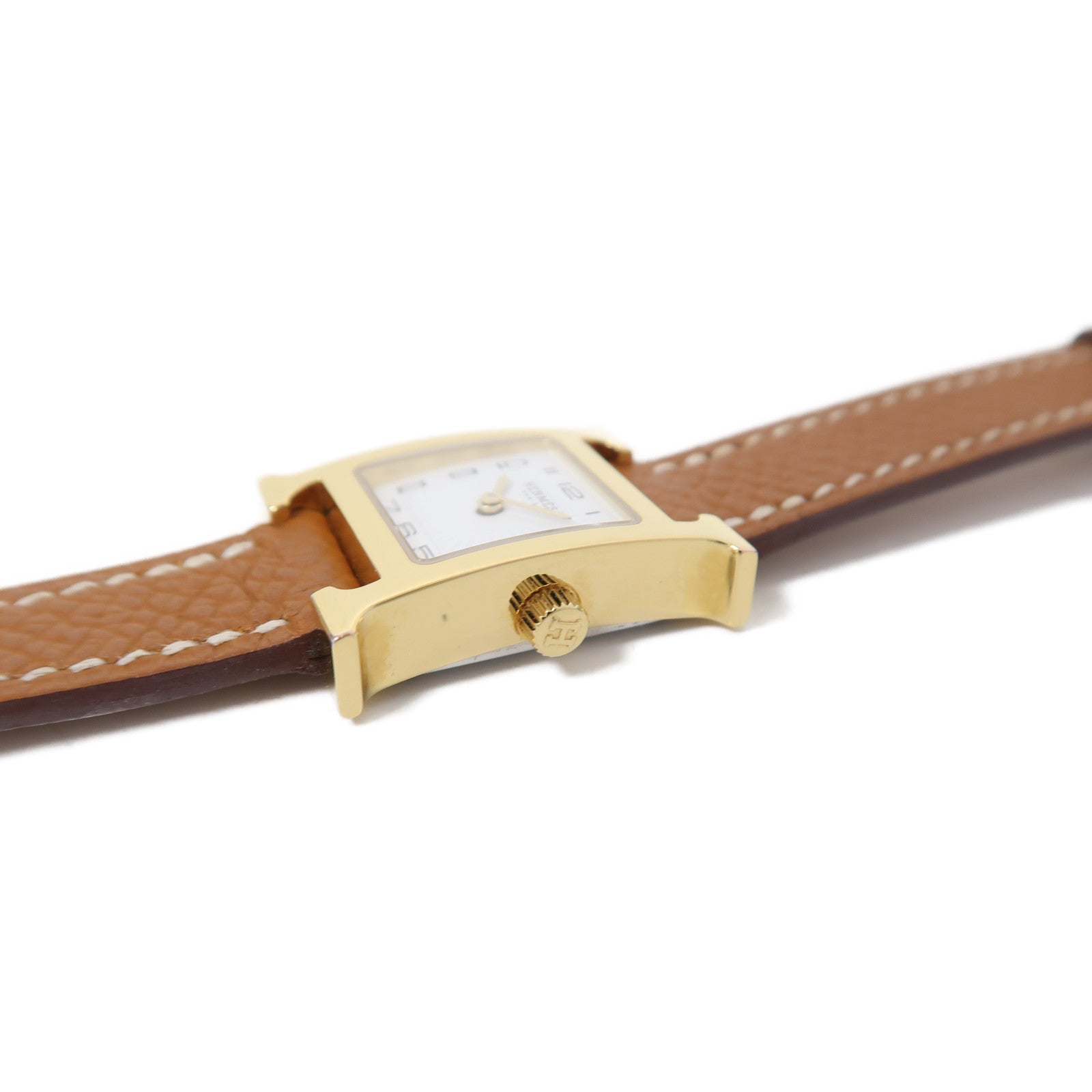 HERMES Heure H不鏽鋼手錶石英機芯白色