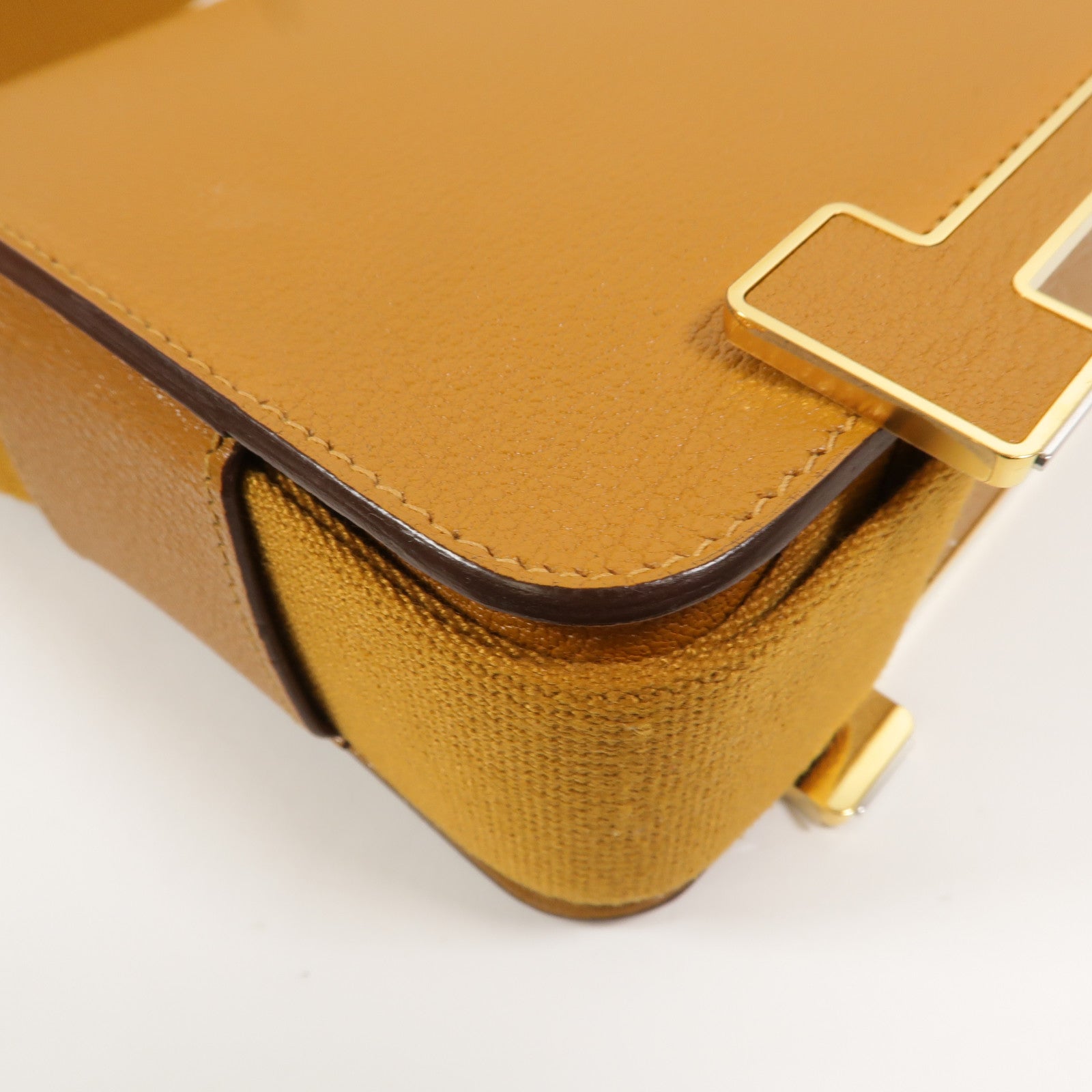 HERMES Chevre皮革Geta肩背袋Caramel