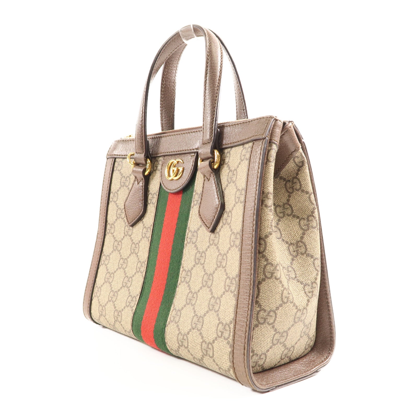 GUCCI GG GHW Ophidia Small Tote 2 Way Shoulder Bag 547551 Coated Canvas Brown