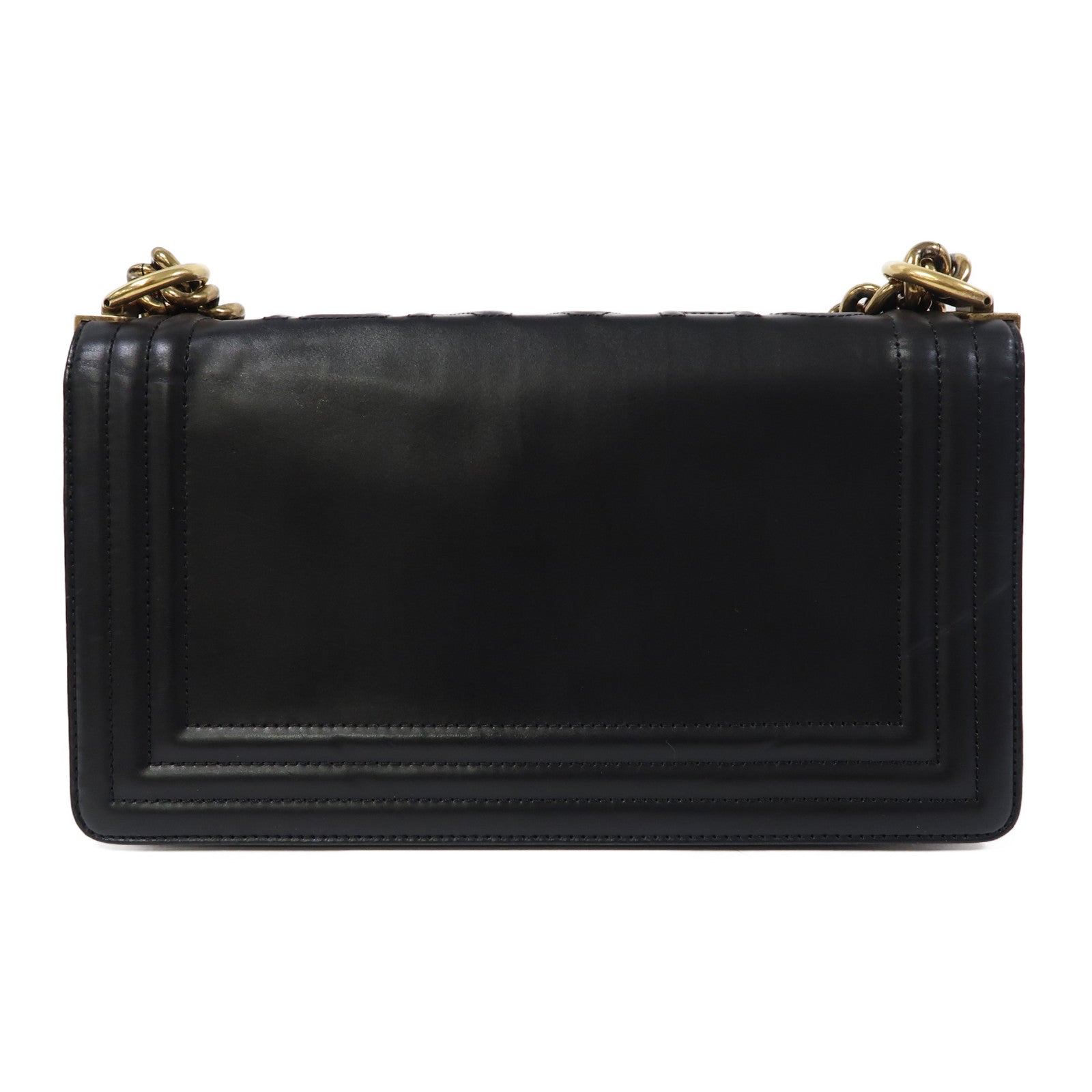 CHANEL 【激減優惠】菱格牛皮皮革Chain Shoulder金扣鏈帶肩背袋黑色